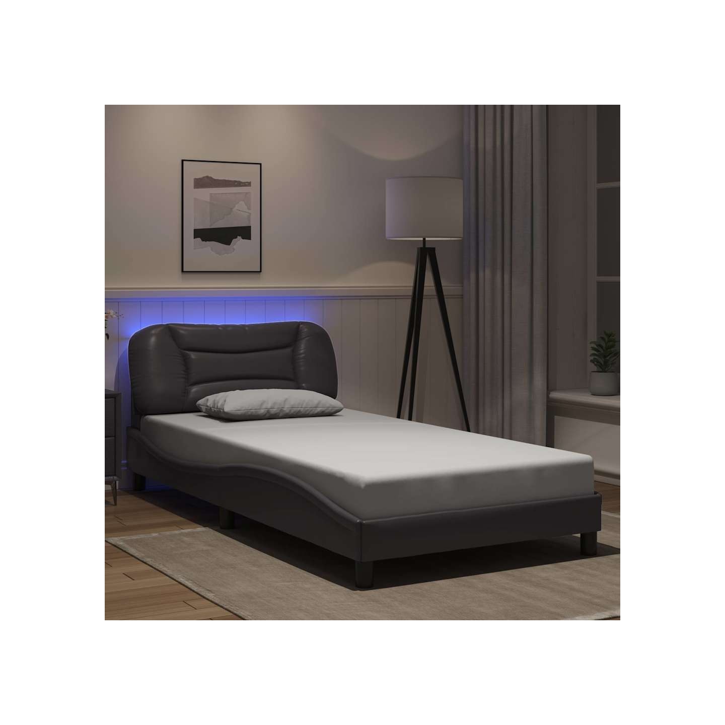 Cadre de lit avec LED sans matelas Hvar gris 100x200 cm