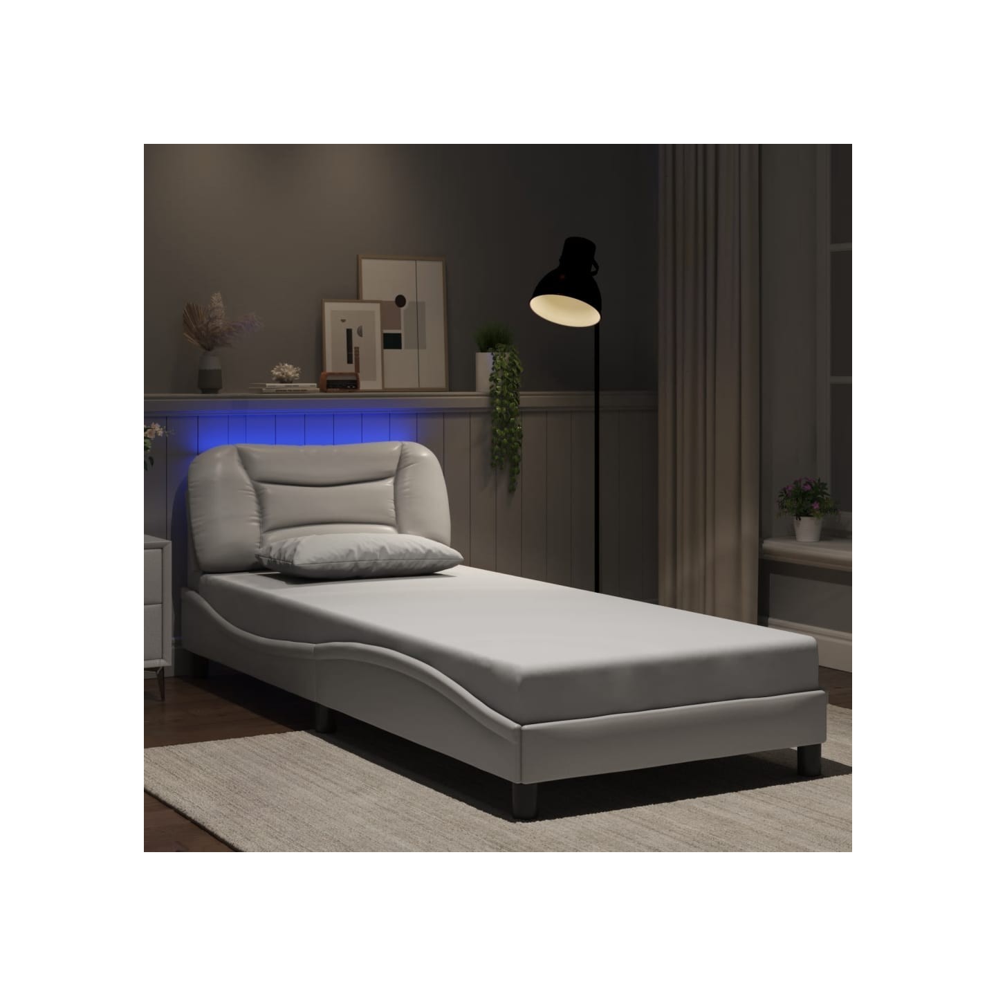 Cadre de lit avec LED sans matelas Hvar blanc 90x200 cm