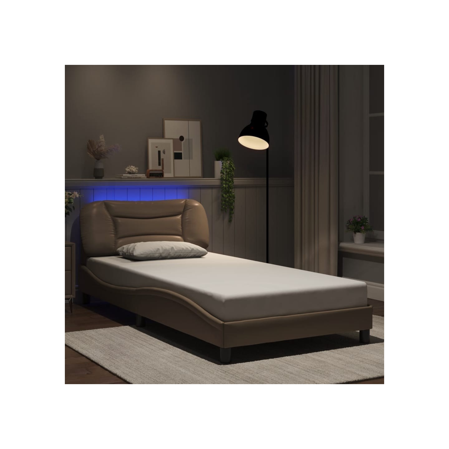 Cadre de lit avec LED sans matelas Hvar cappuccino 100x200 cm