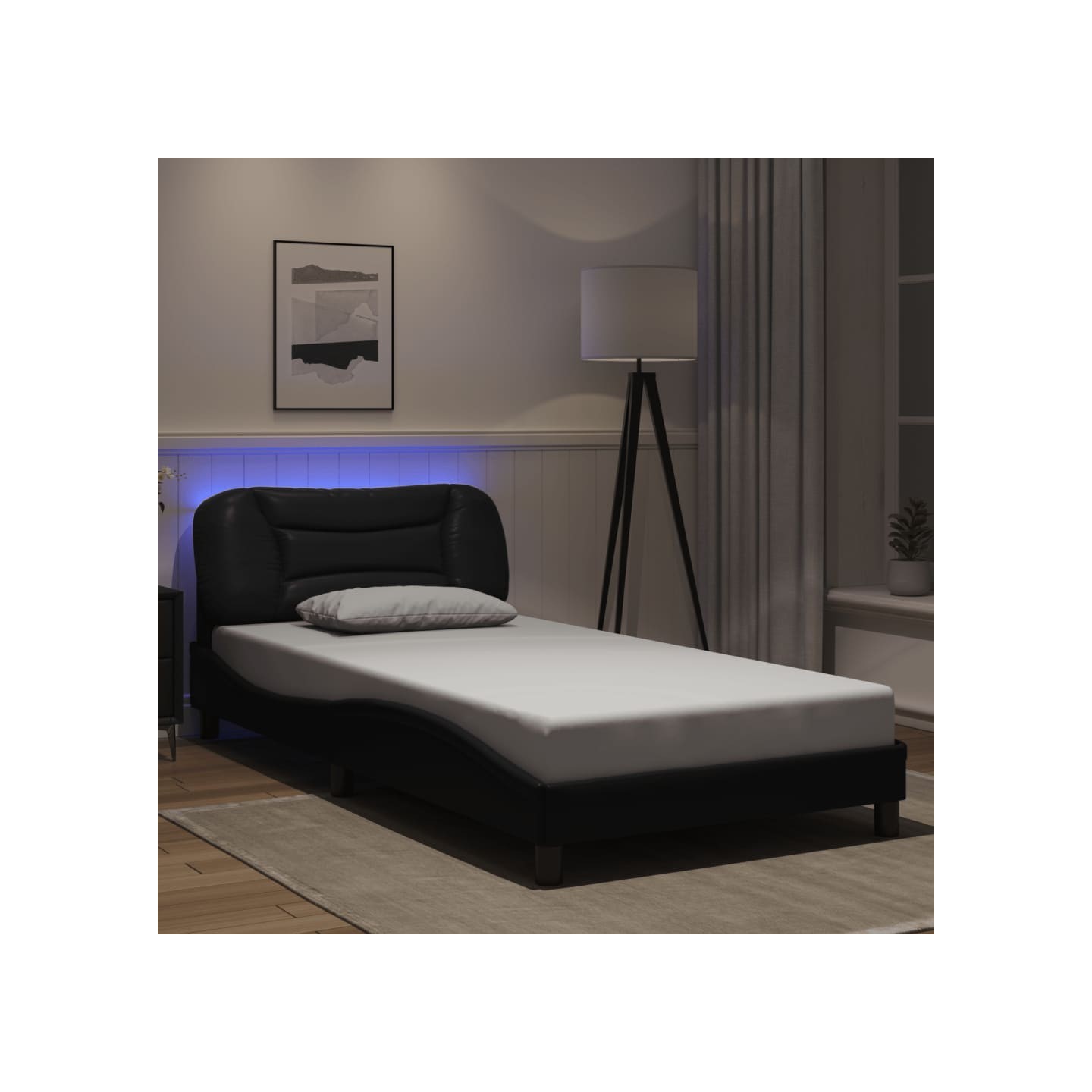 Cadre de lit avec LED sans matelas Hvar noir 100x200 cm