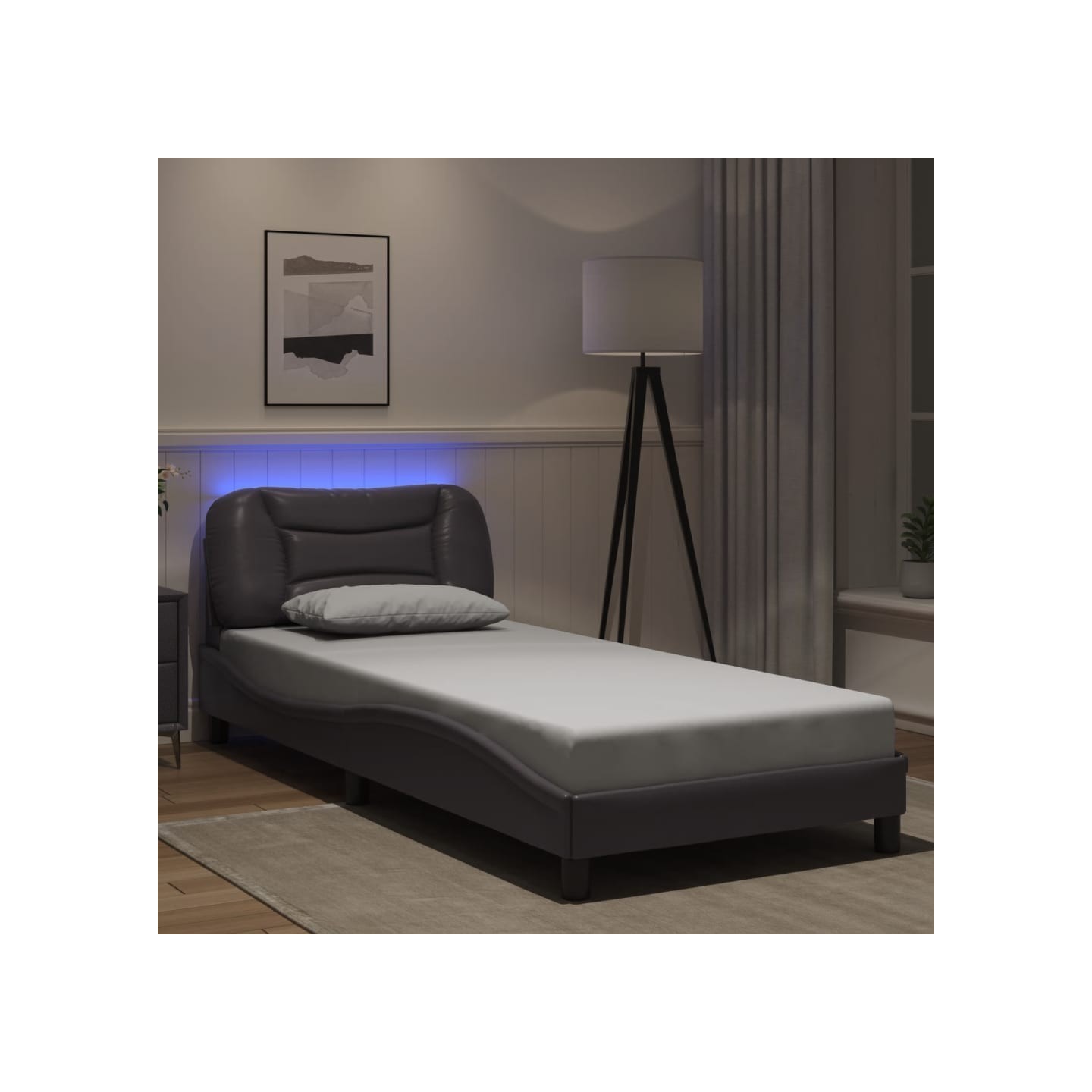 Cadre de lit avec LED sans matelas Hvar gris 90x200 cm