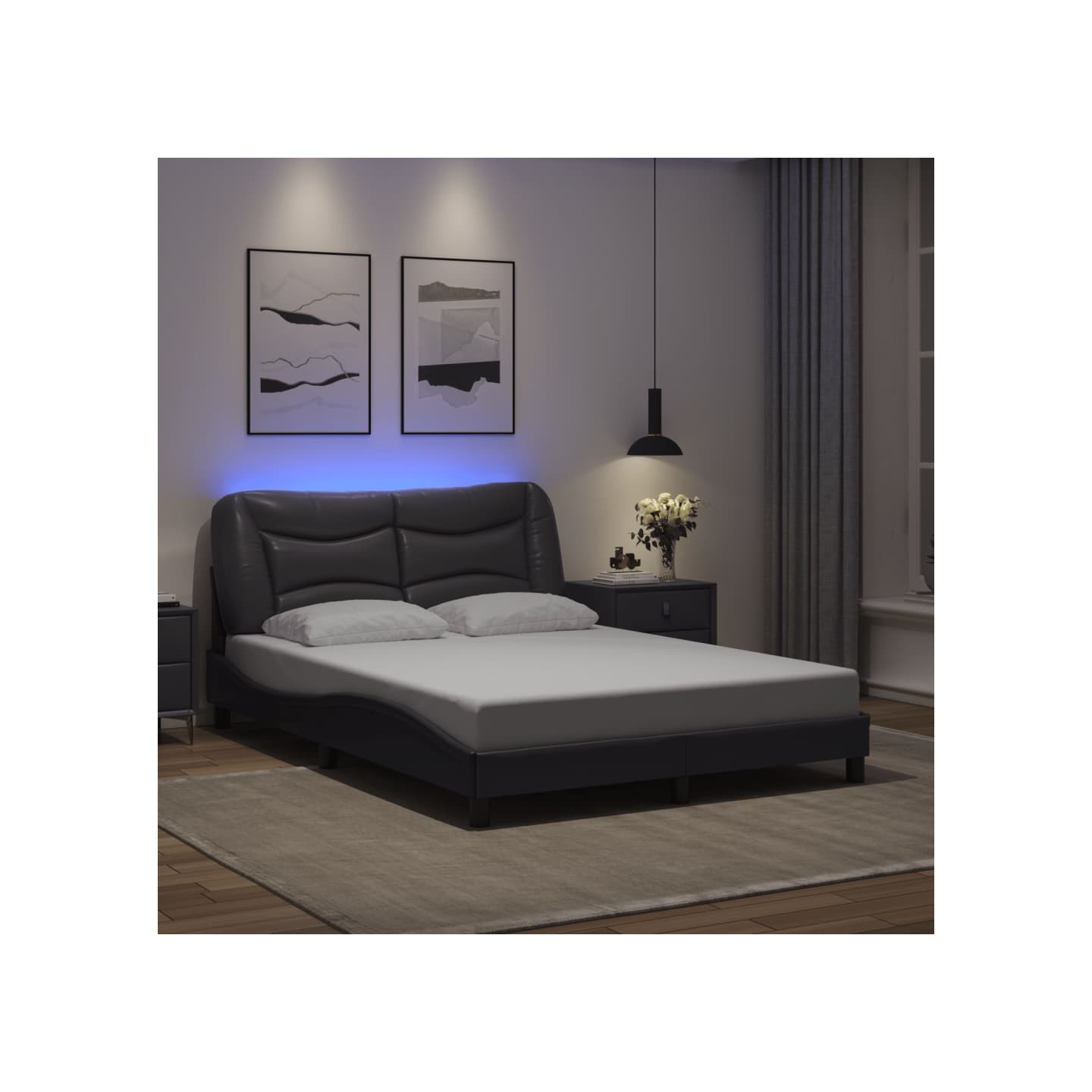Cadre de lit avec LED sans matelas Hvar gris 120x200 cm