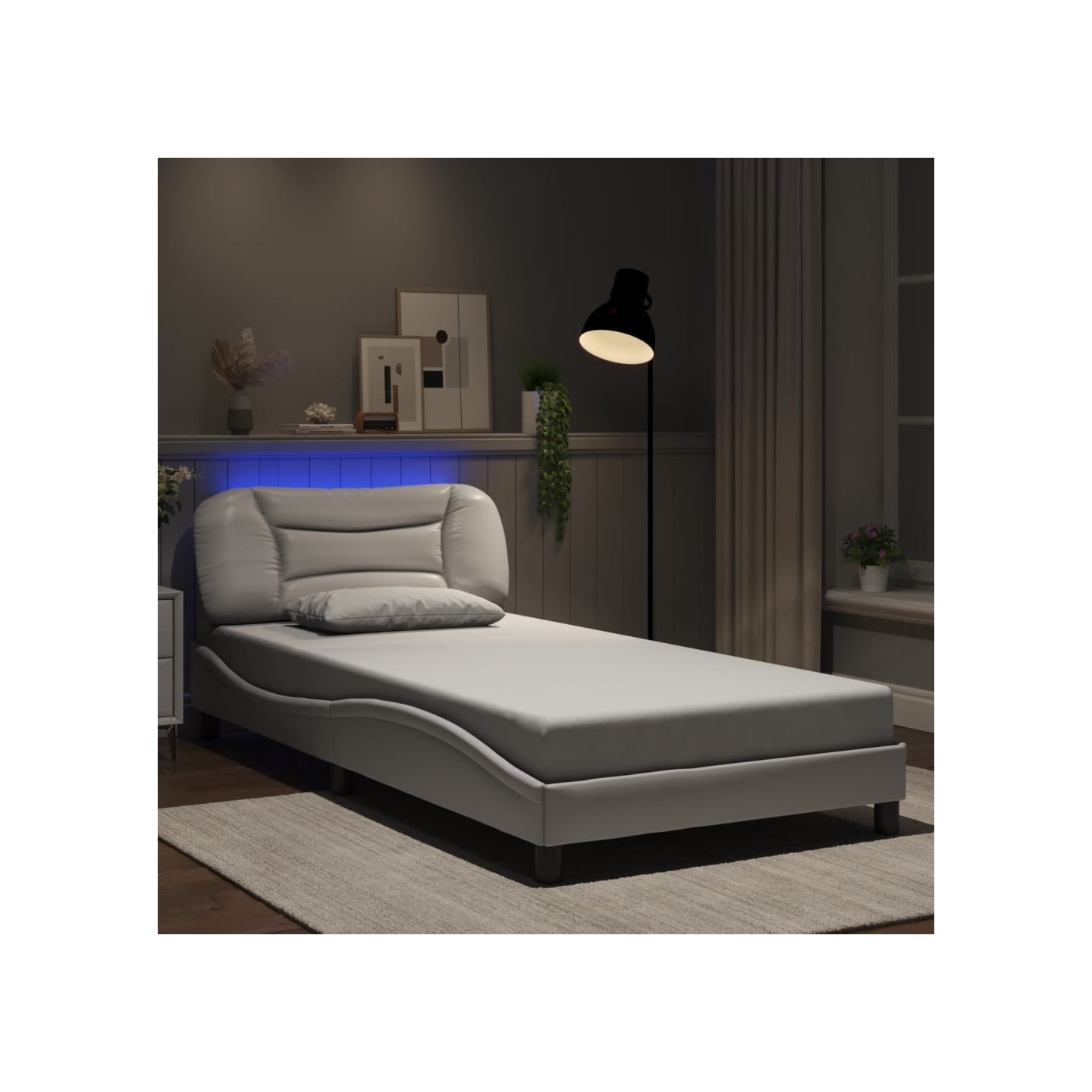 Cadre de lit avec LED sans matelas Hvar blanc 100x200 cm