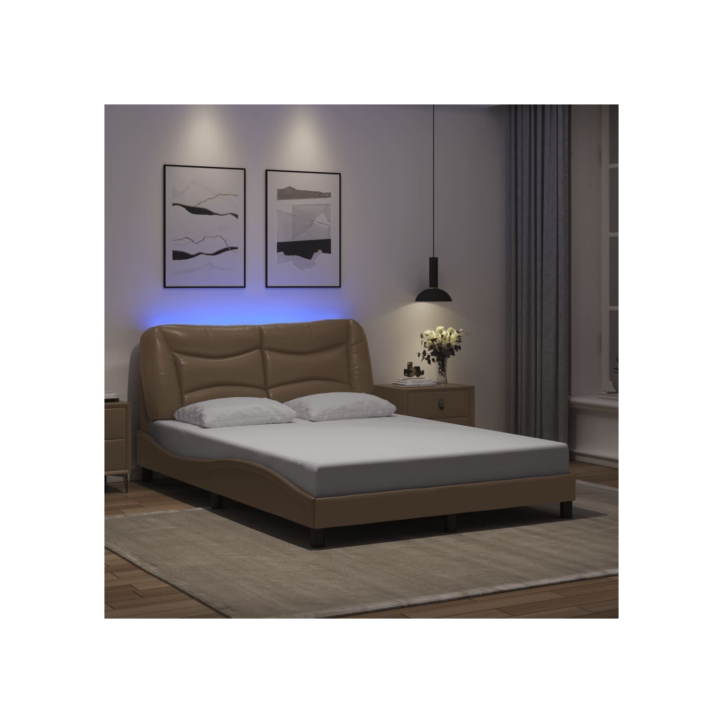 Cadre de lit avec LED sans matelas Hvar cappuccino 140x200 cm
