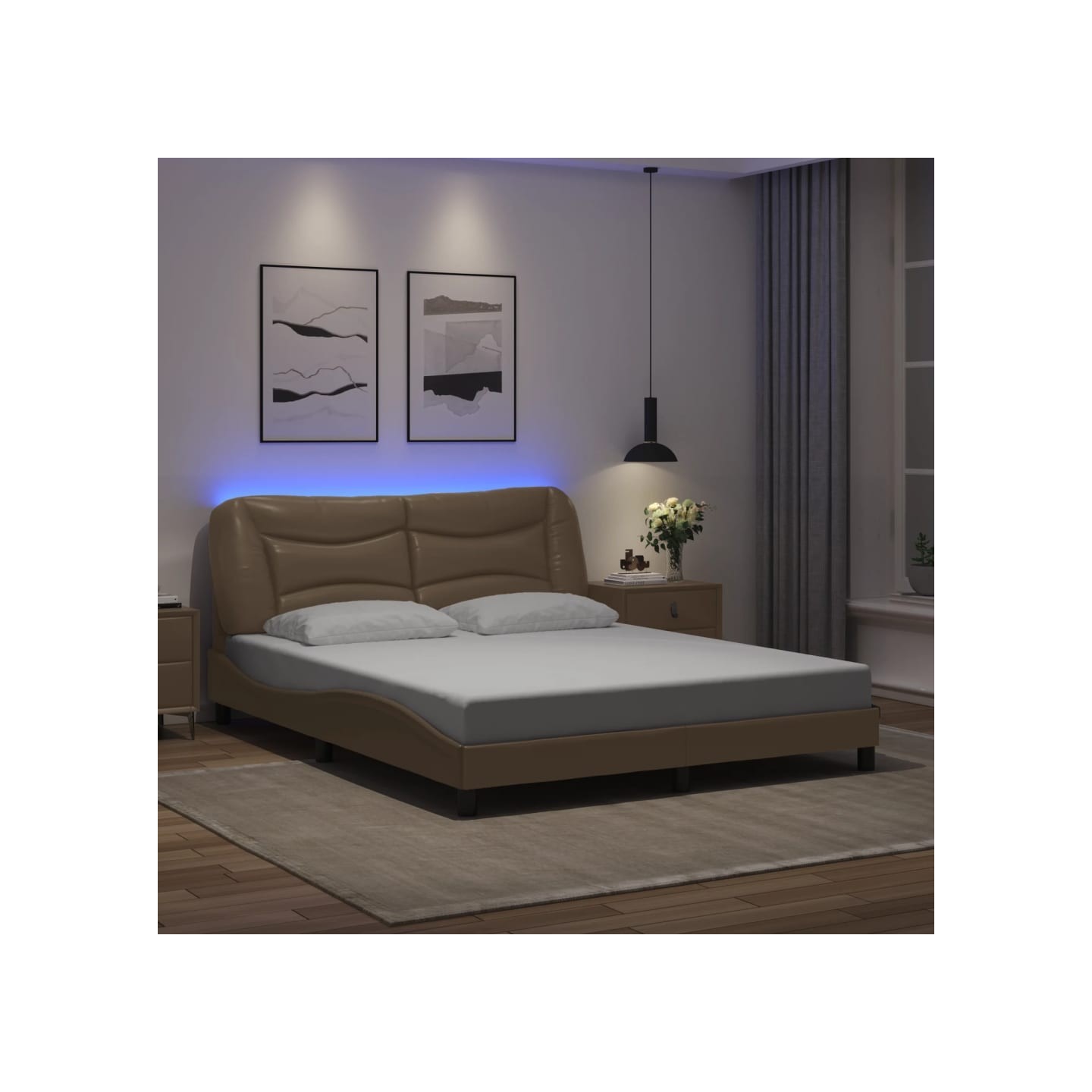 Cadre de lit avec LED sans matelas Hvar cappuccino 160x200 cm