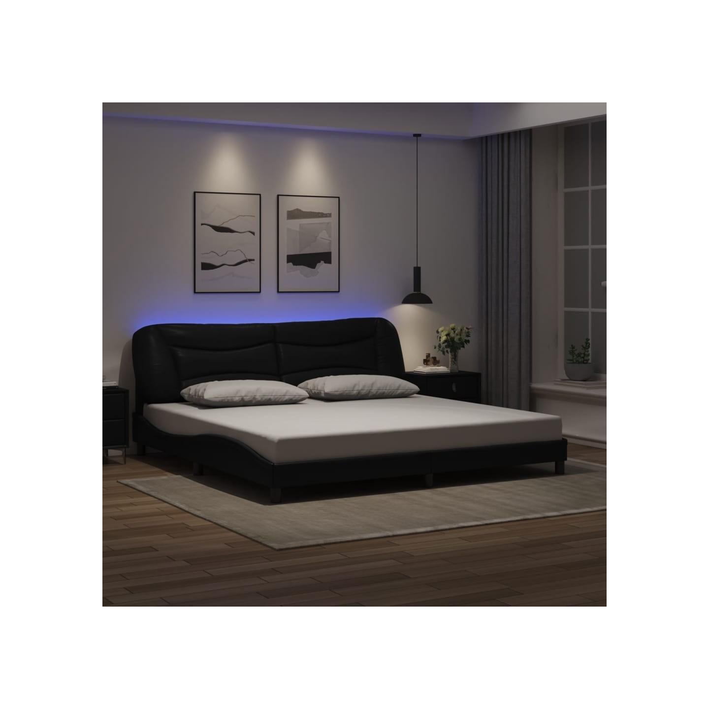 Cadre de lit avec LED sans matelas Hvar noir 200x200 cm