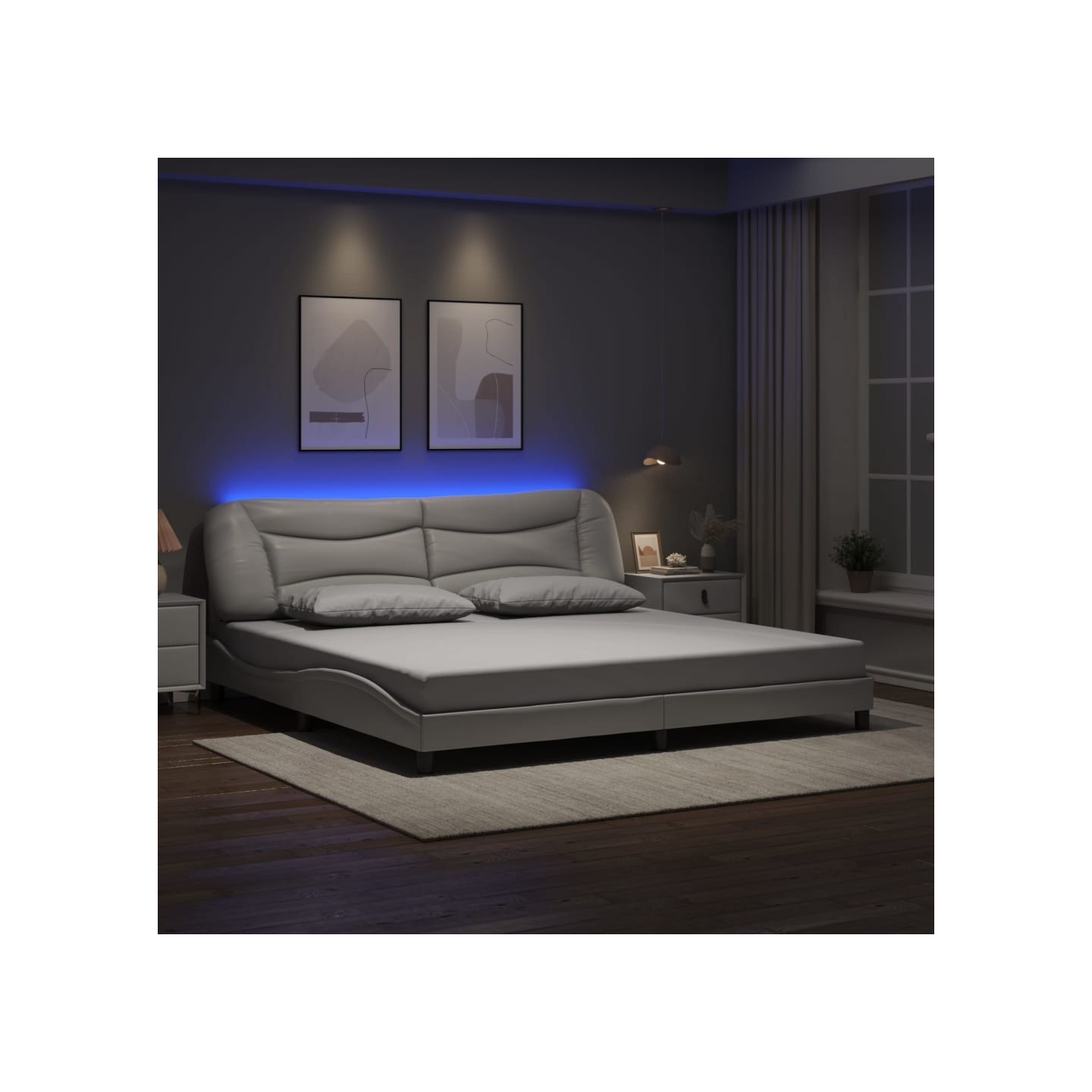 Cadre de lit avec LED sans matelas Hvar blanc 200x200 cm