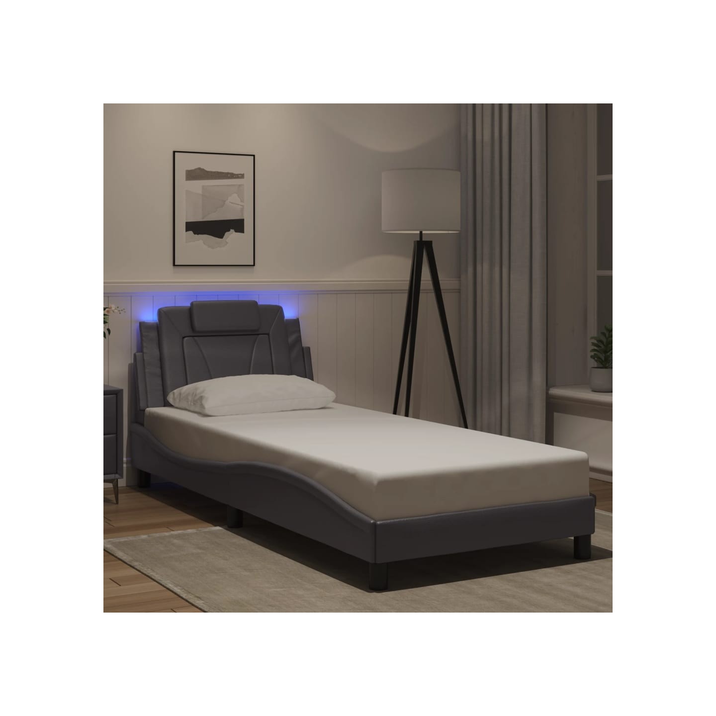 Cadre de lit Viana avec LED sans matelas gris 90x190 cm
