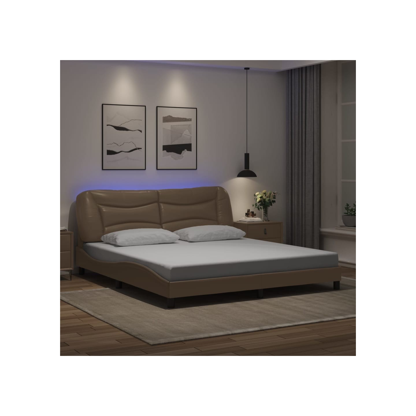Cadre de lit avec LED sans matelas Hvar cappuccino 180x200 cm