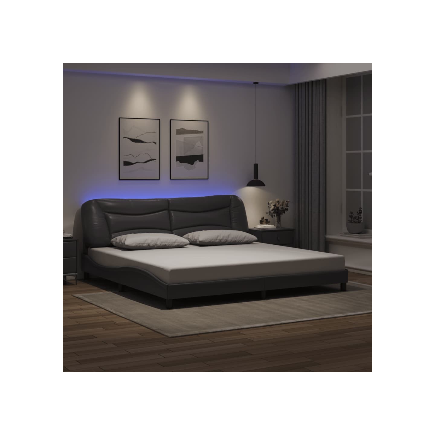 Cadre de lit avec LED sans matelas Hvar gris 200x200 cm