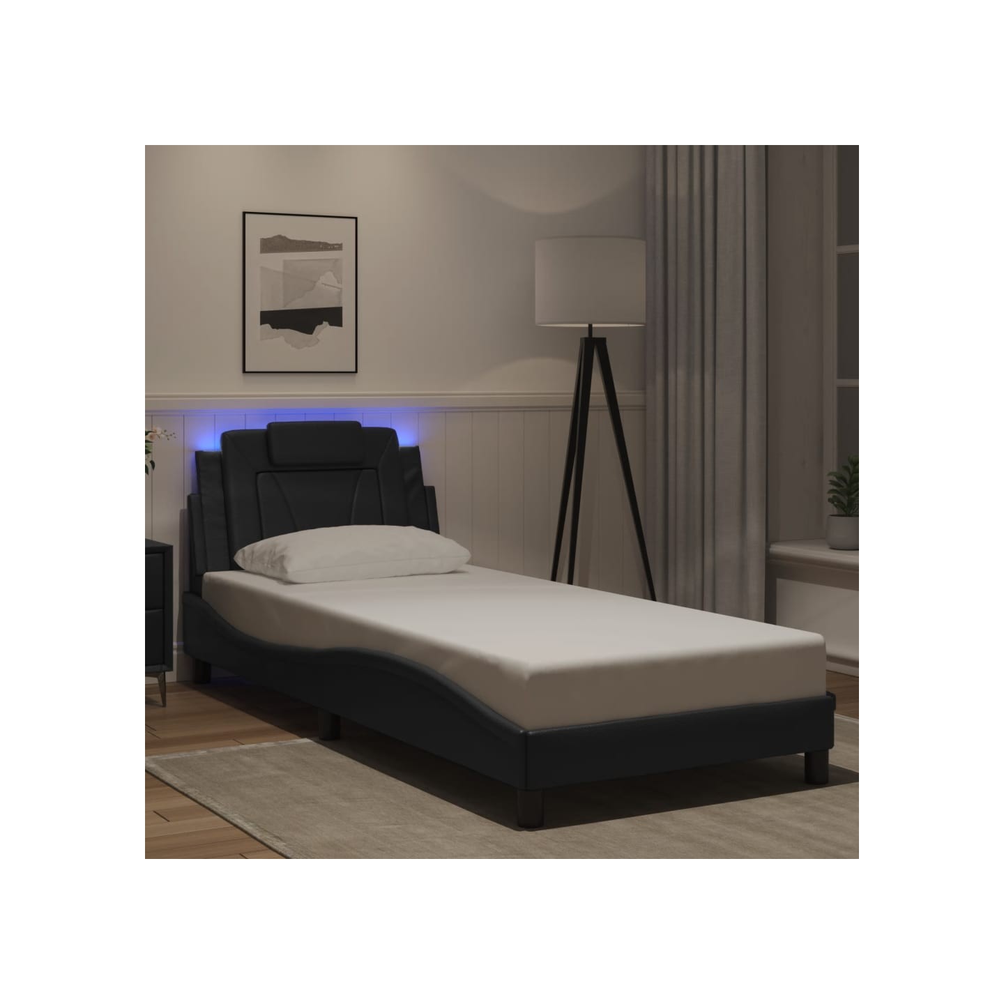 Cadre de lit Viana avec LED sans matelas noir 90x190 cm