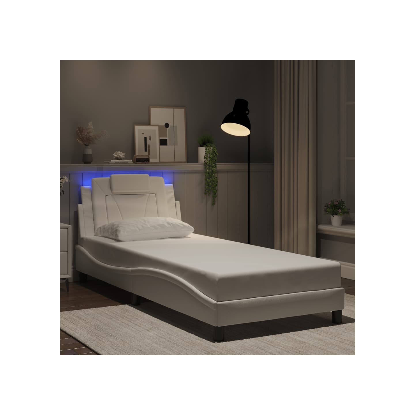 Cadre de lit Viana avec LED sans matelas blanc 80x200 cm