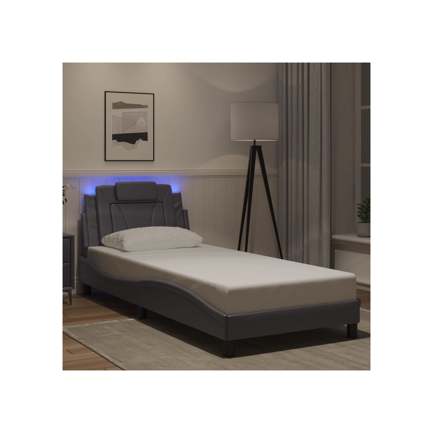 Cadre de lit Viana avec LED sans matelas gris 90x200 cm
