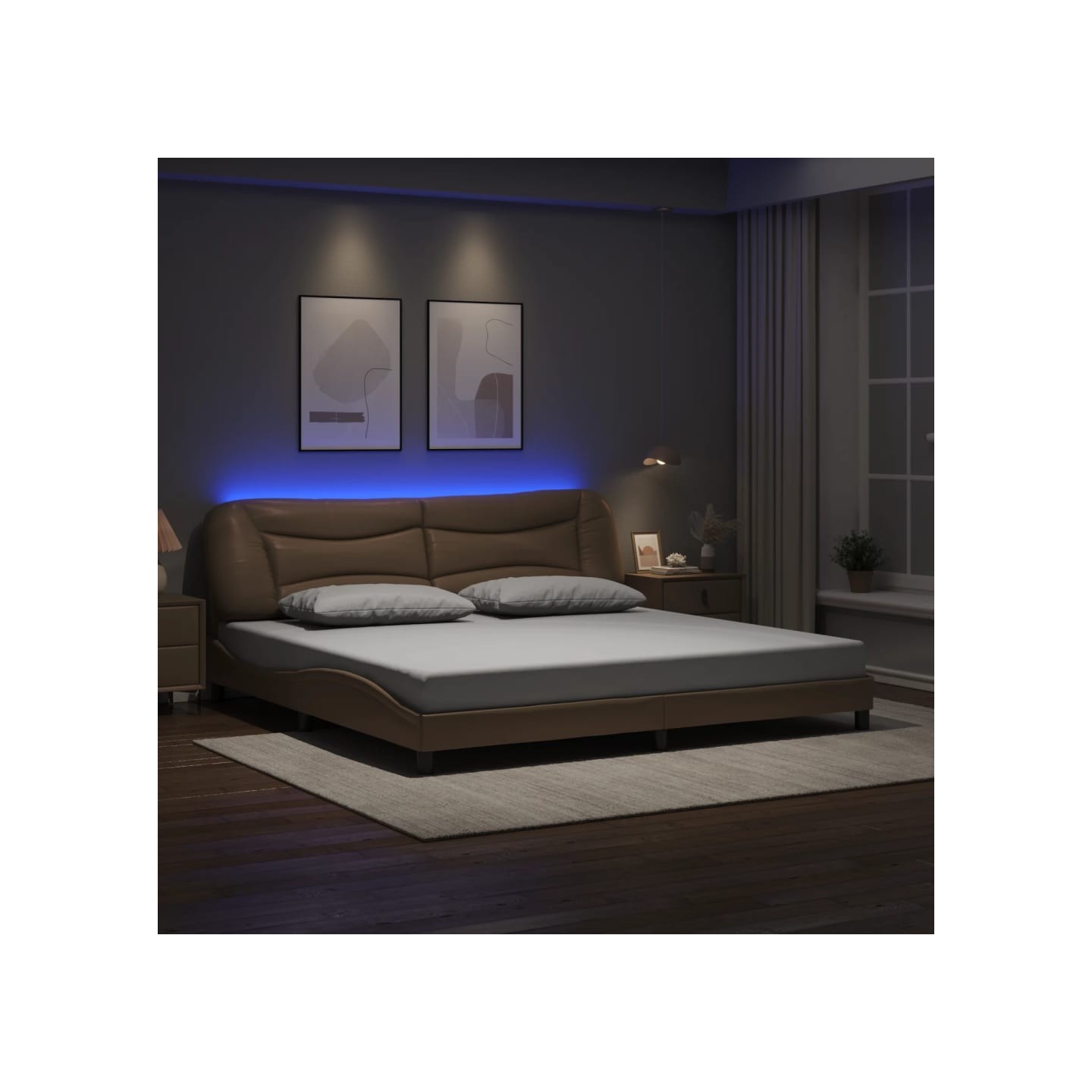 Cadre de lit avec LED sans matelas Hvar cappuccino 200x200 cm