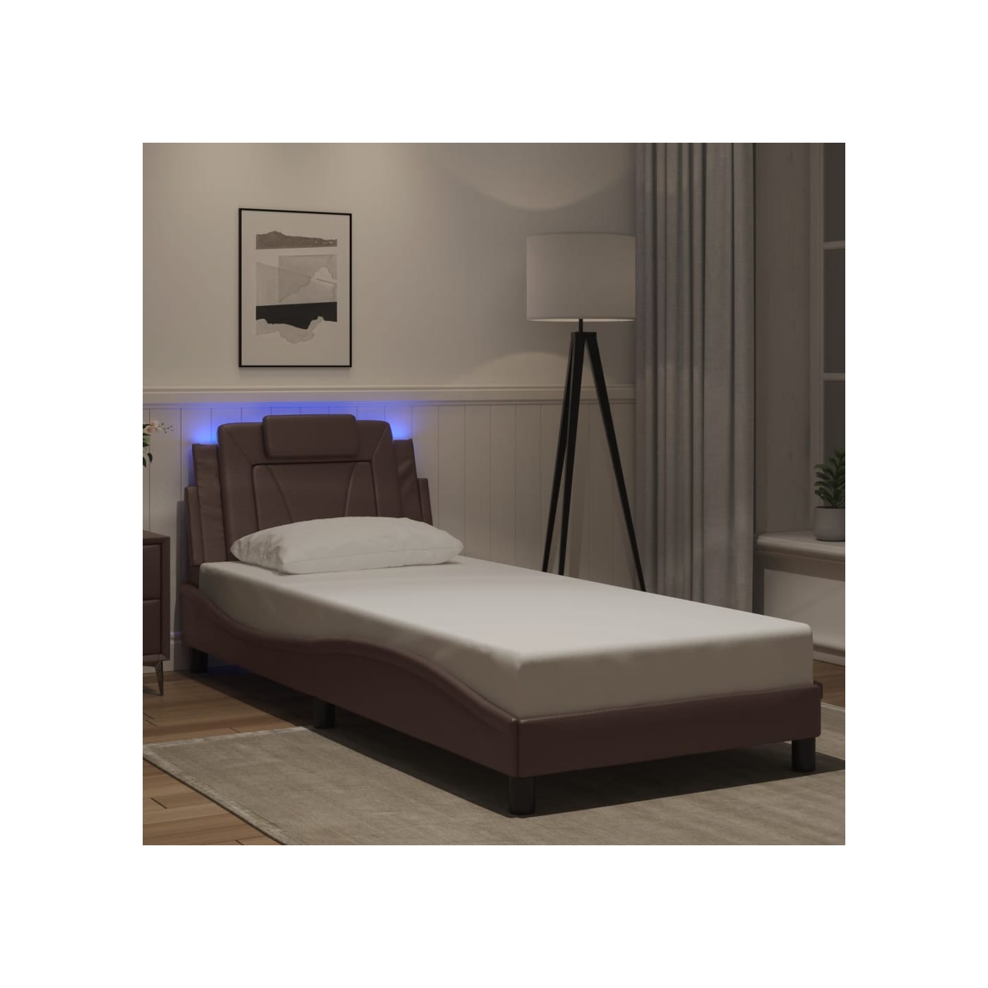 Cadre de lit Viana avec LED sans matelas marron 80x200 cm