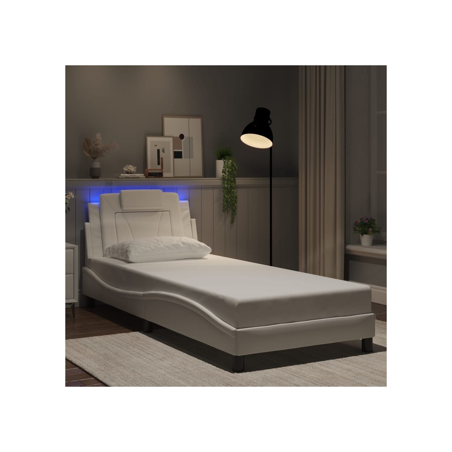 Cadre de lit Viana avec LED sans matelas blanc 90x190 cm