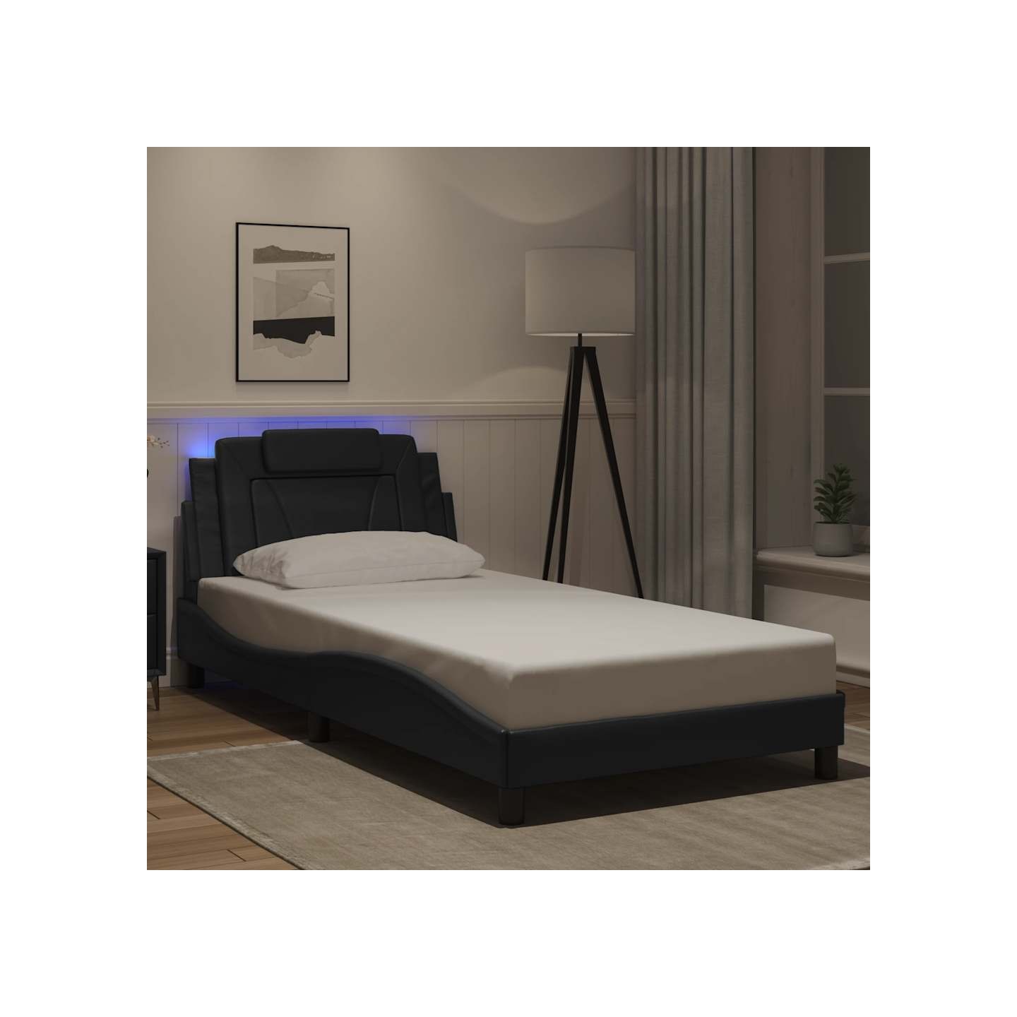 Cadre de lit Viana avec LED sans matelas noir 100x200 cm