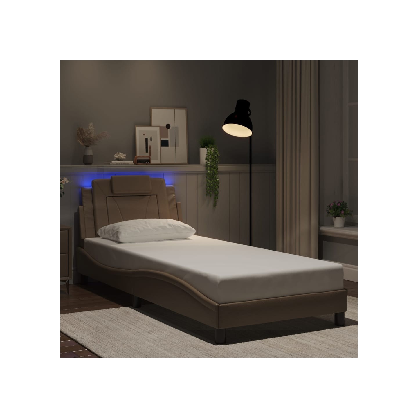Cadre de lit Viana avec LED sans matelas cappuccino 90x200 cm