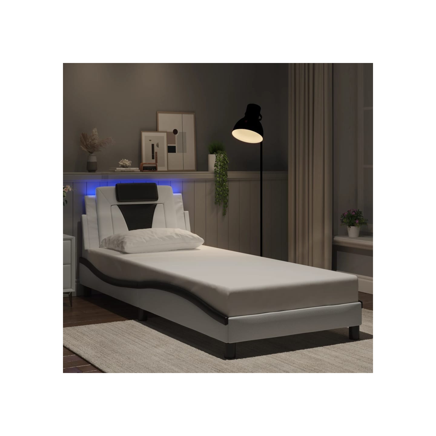 Cadre de lit Viana avec LED sans matelas blanc et noir 90x190 cm