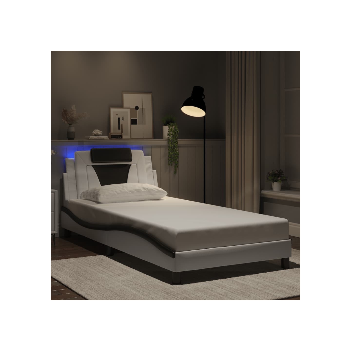 Cadre de lit Viana avec LED sans matelas blanc et noir 100x200 cm