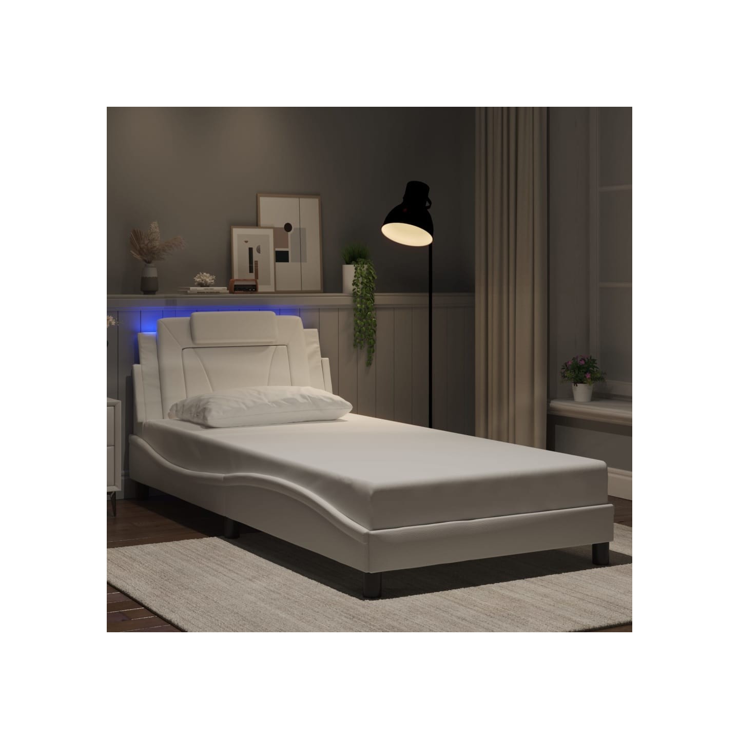 Cadre de lit Viana avec LED sans matelas blanc 100x200 cm