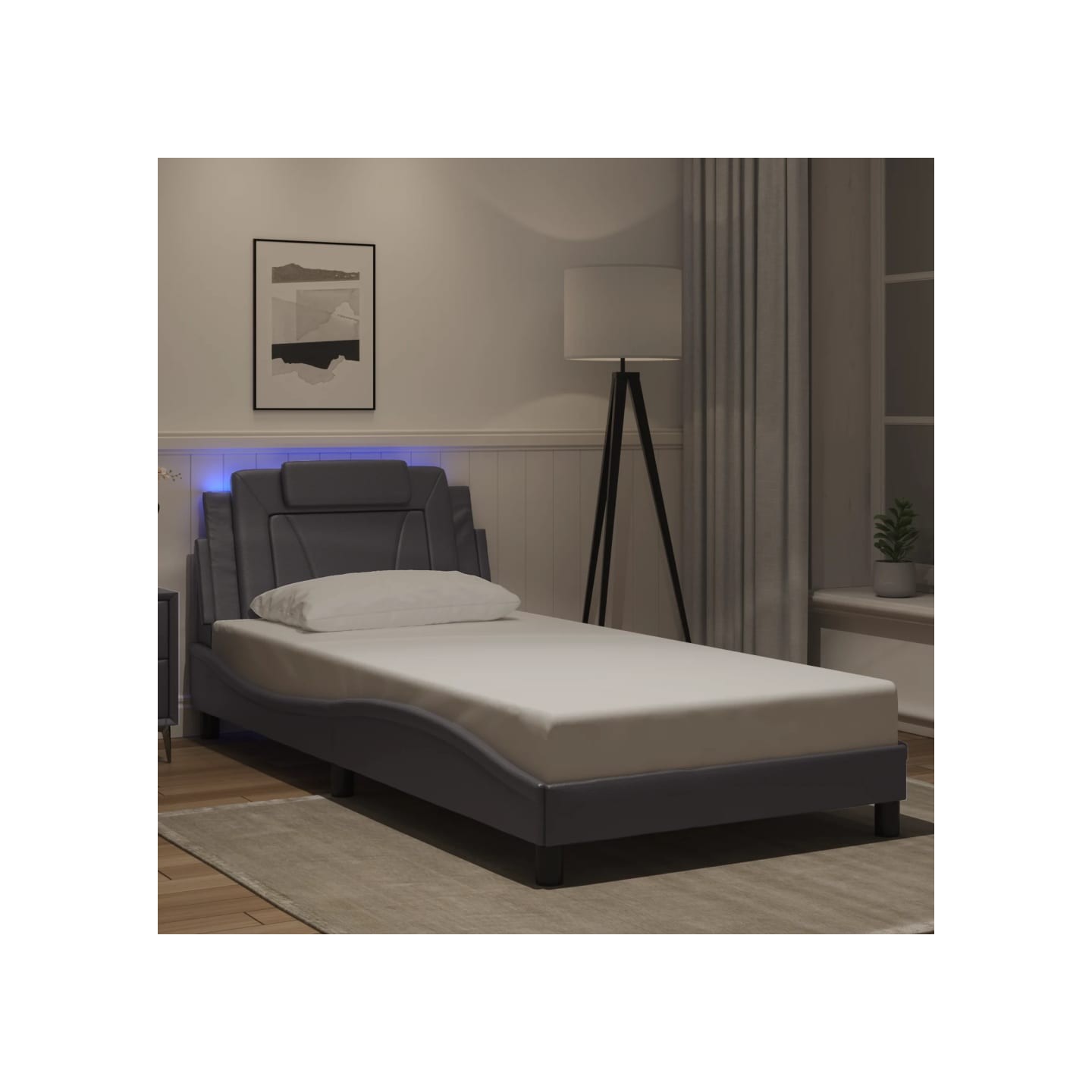 Cadre de lit Viana avec LED sans matelas gris 100x200 cm