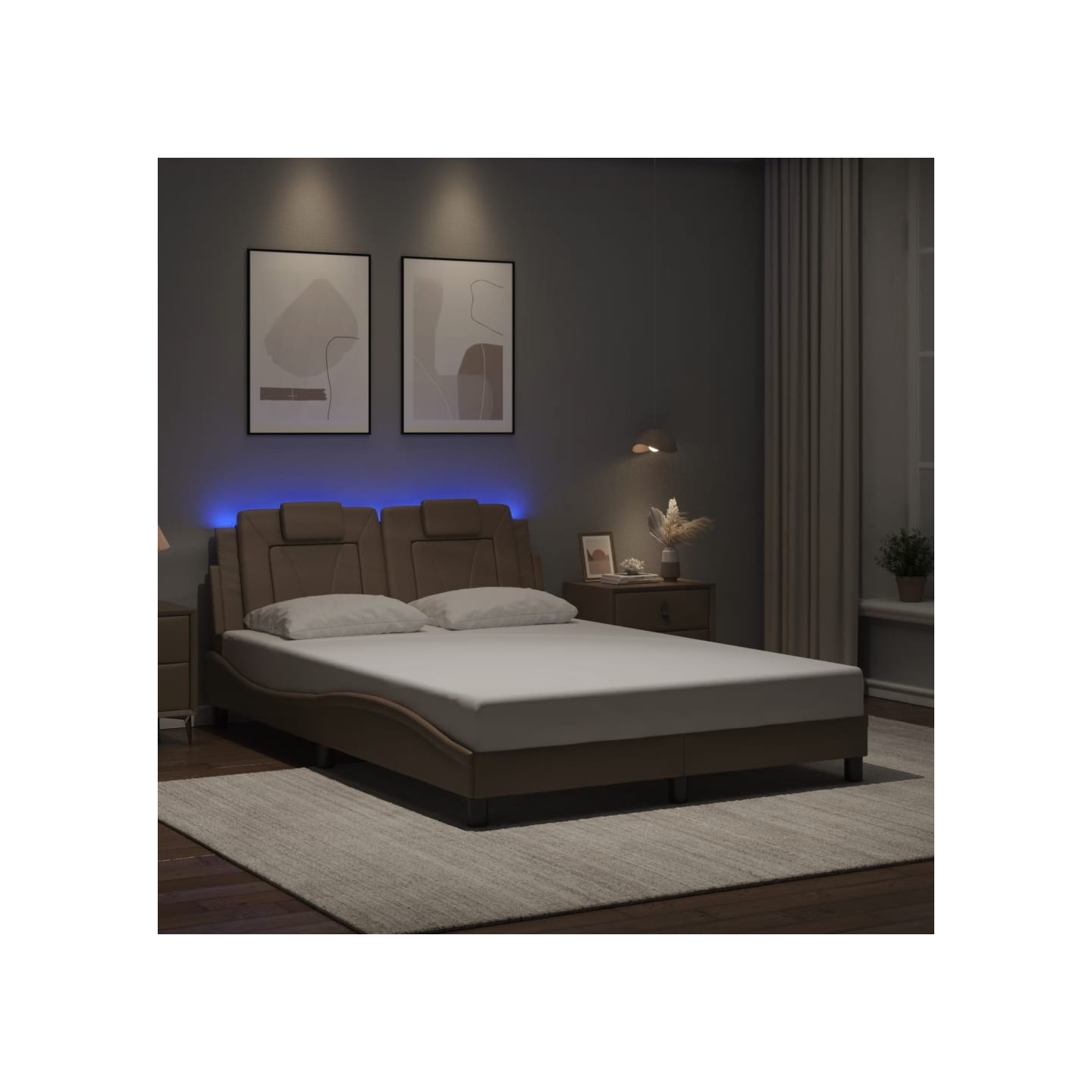 Cadre de lit Viana avec LED sans matelas cappuccino 140x190 cm