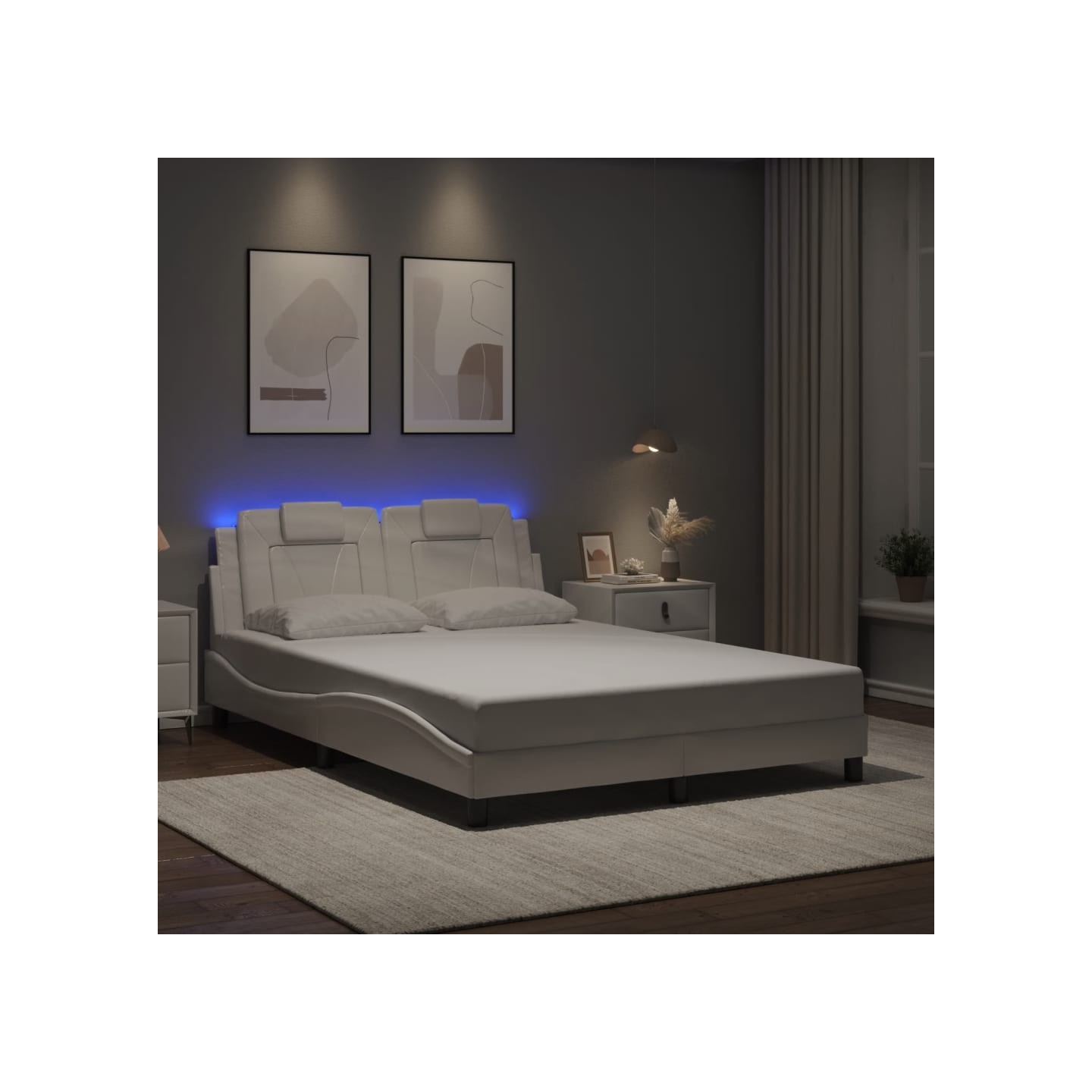 Cadre de lit Viana avec LED sans matelas blanc 140x200 cm