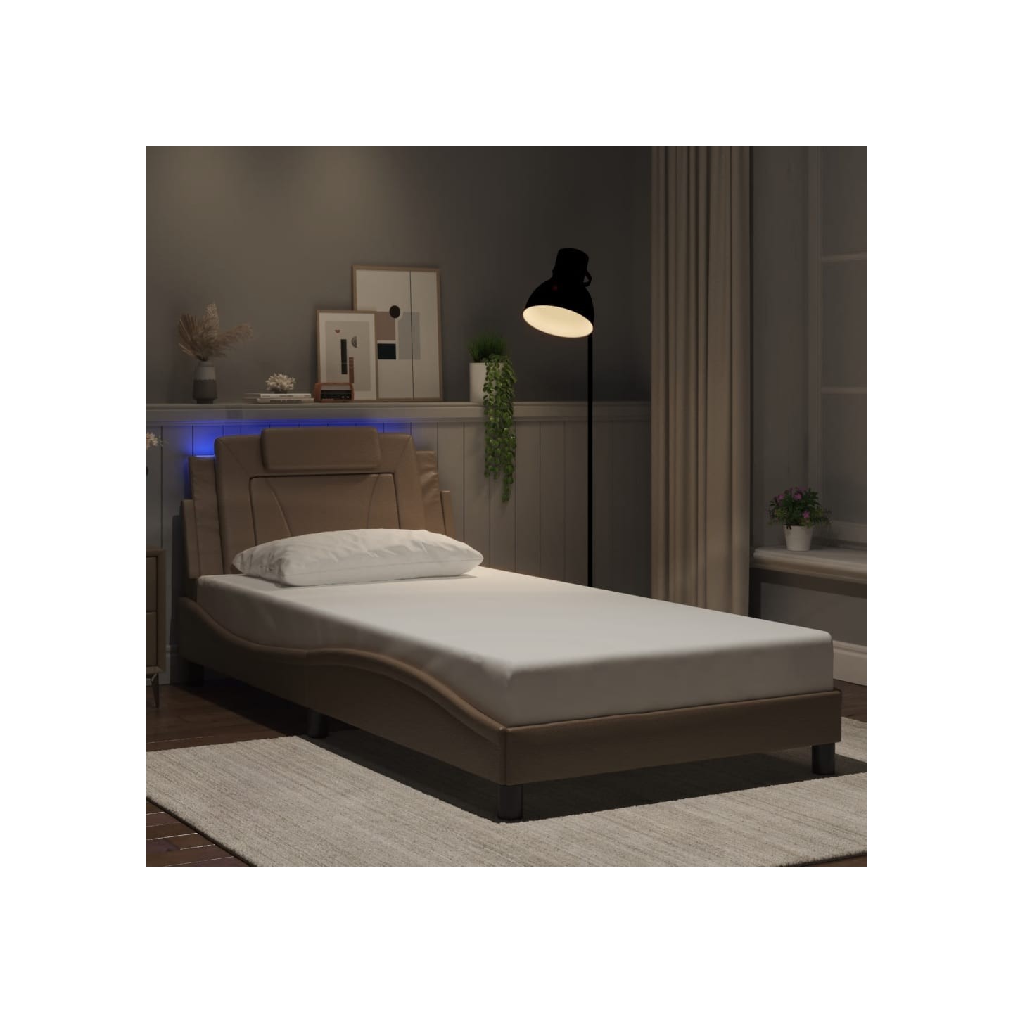 Cadre de lit Viana avec LED sans matelas cappuccino 100x200 cm