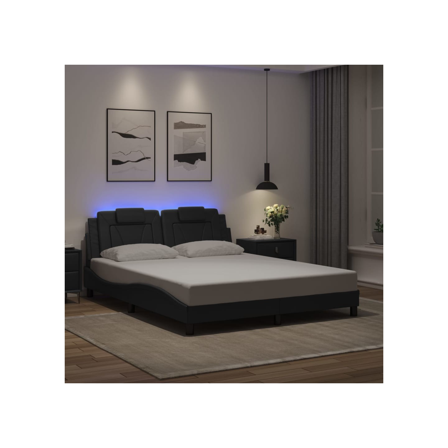 Cadre de lit Viana avec LED sans matelas noir 160x200 cm