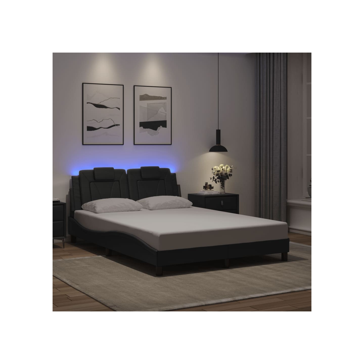 Cadre de lit Viana avec LED sans matelas gris 140x200 cm