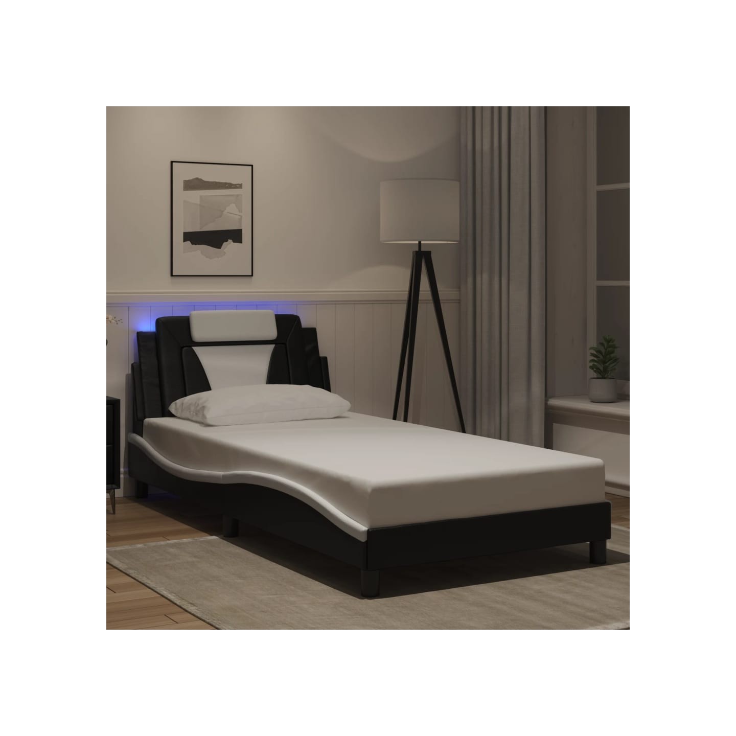 Cadre de lit Viana avec LED sans matelas noir et blanc 100x200 cm