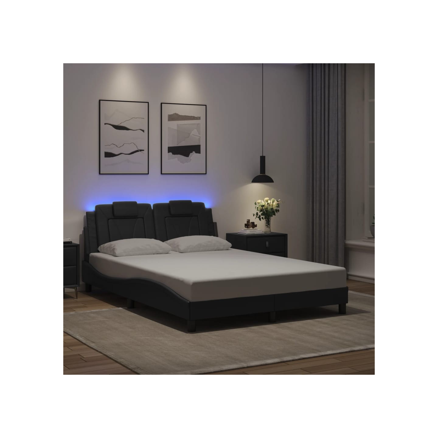 Cadre de lit Viana avec LED sans matelas gris 120x200 cm