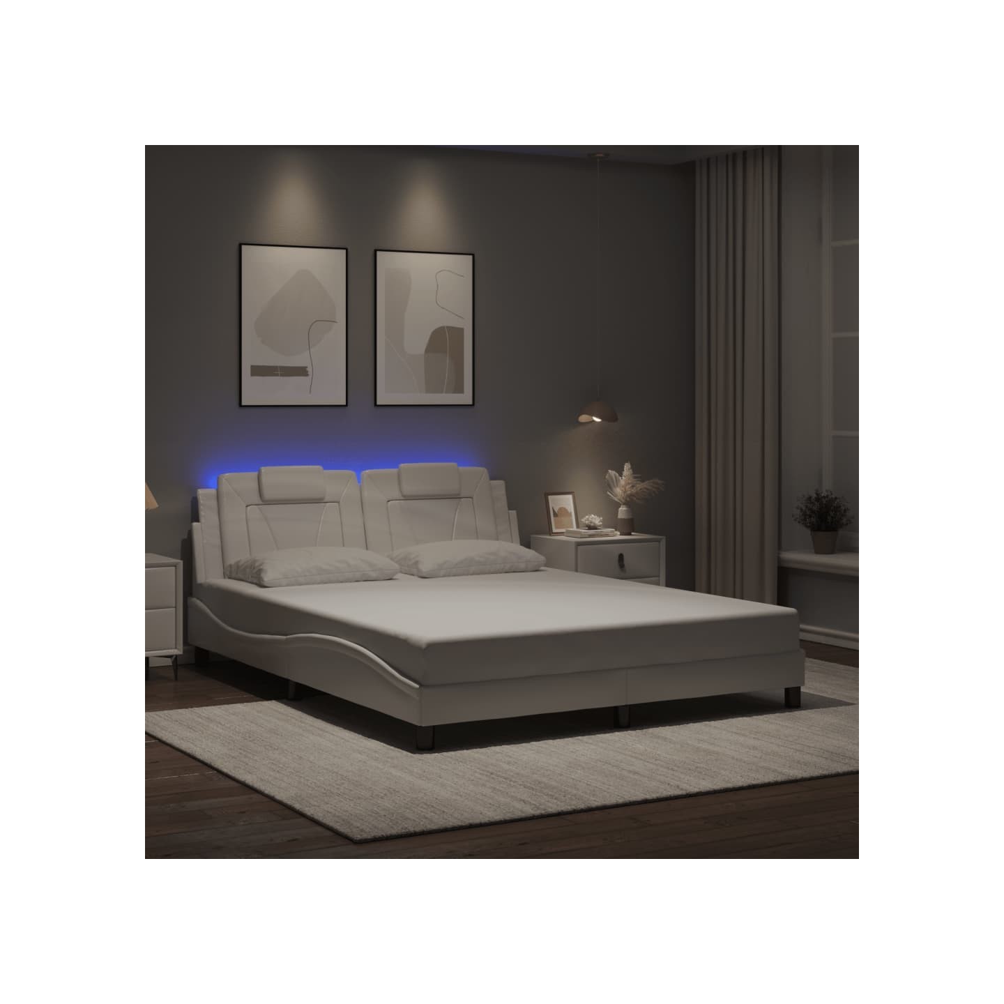 Cadre de lit Viana avec LED sans matelas blanc 160x200 cm