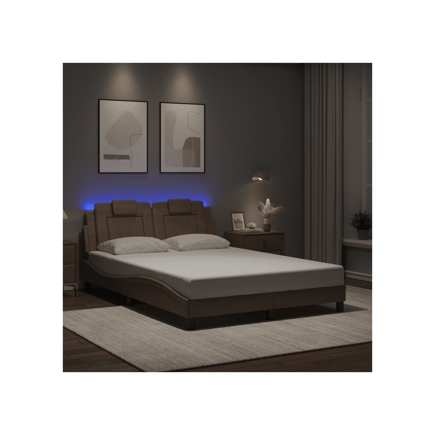 Cadre de lit Viana avec LED sans matelas cappuccino 120x200 cm