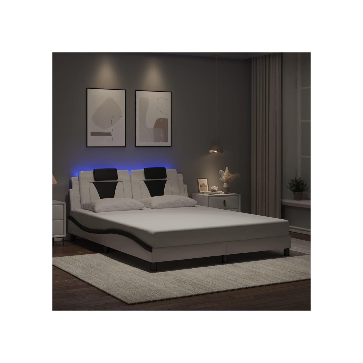 Cadre de lit Viana avec LED sans matelas blanc et noir 160x200 cm