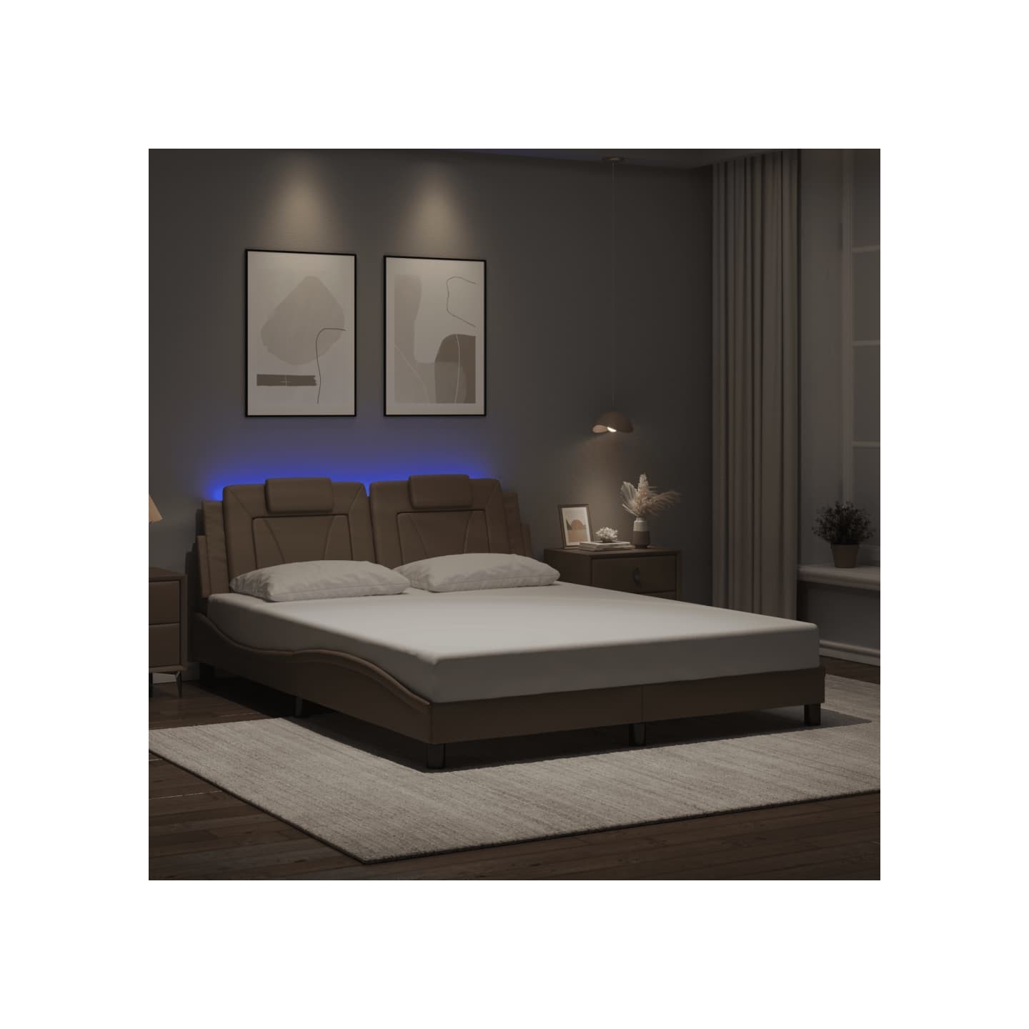 Cadre de lit Viana avec LED sans matelas cappuccino 160x200 cm