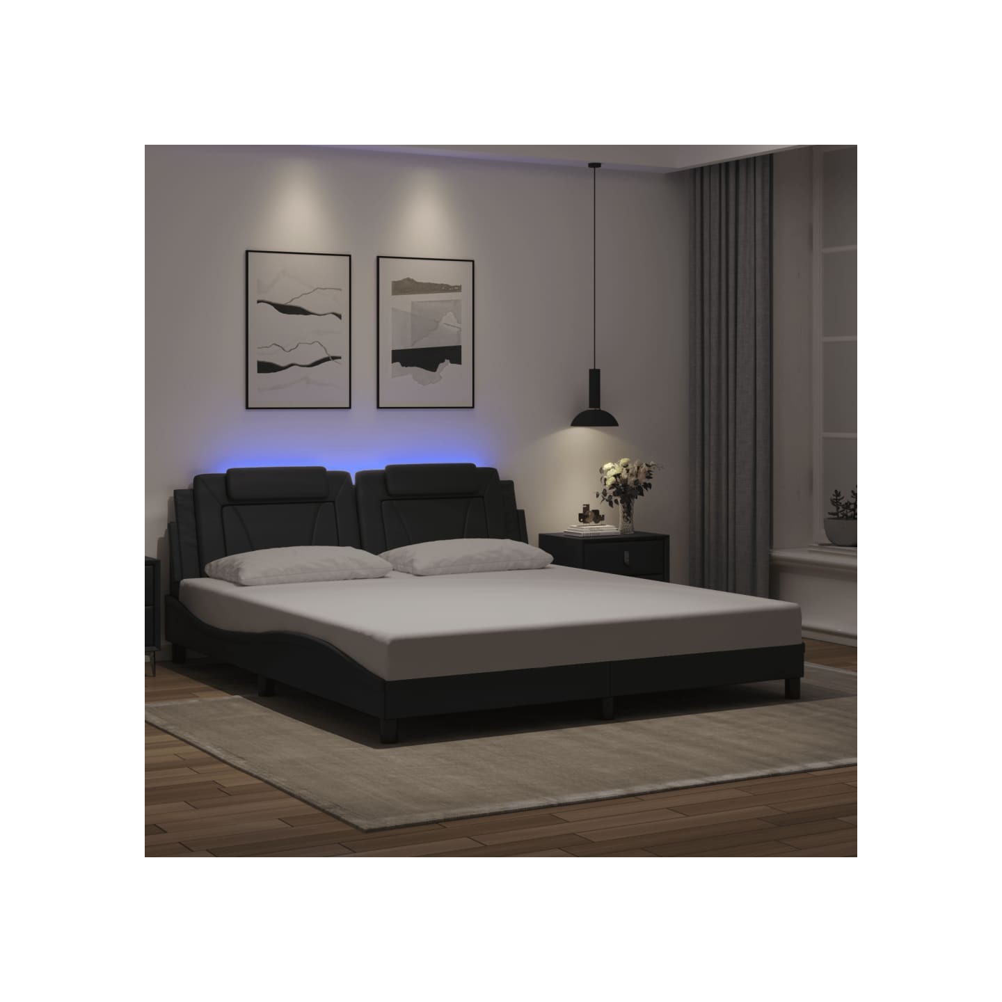 Cadre de lit Viana avec LED sans matelas noir 180x200 cm