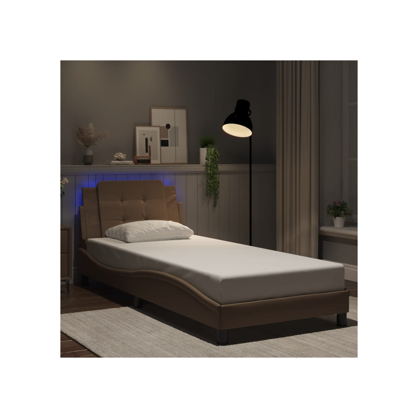 Cadre de lit avec LED sans matelas Zadar cappuccino 80x200 cm