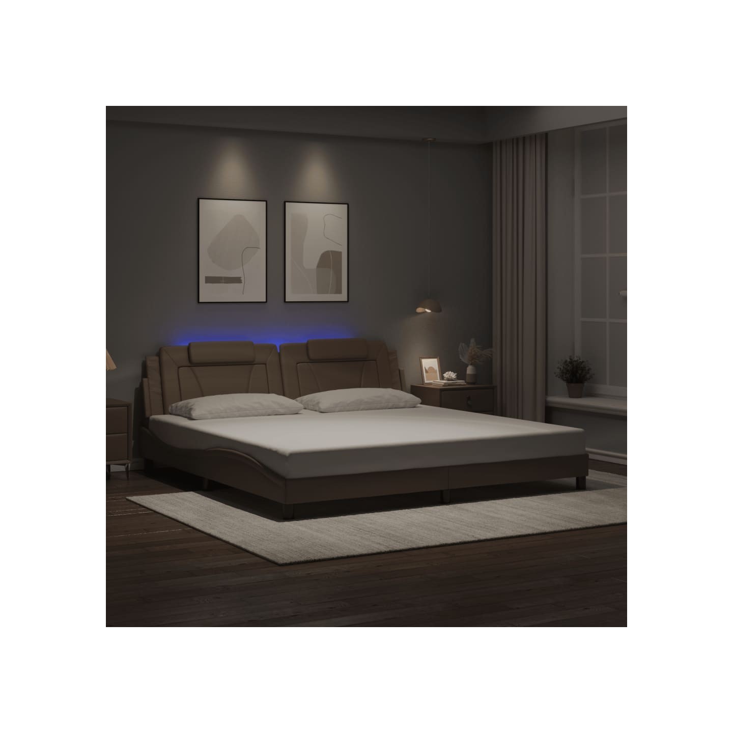Cadre de lit Viana avec LED sans matelas cappuccino 200x200 cm