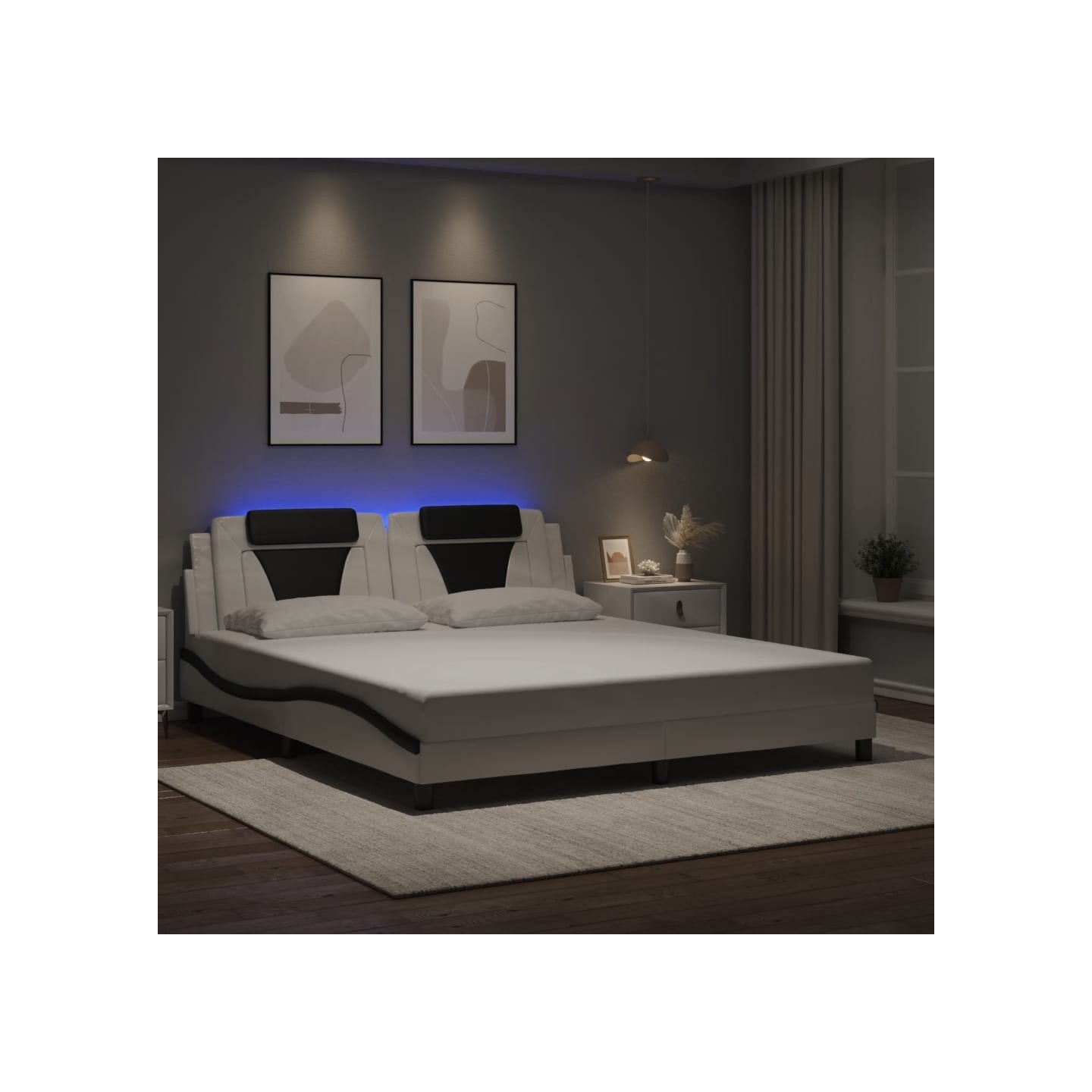 Cadre de lit Viana avec LED sans matelas blanc et noir 180x200 cm