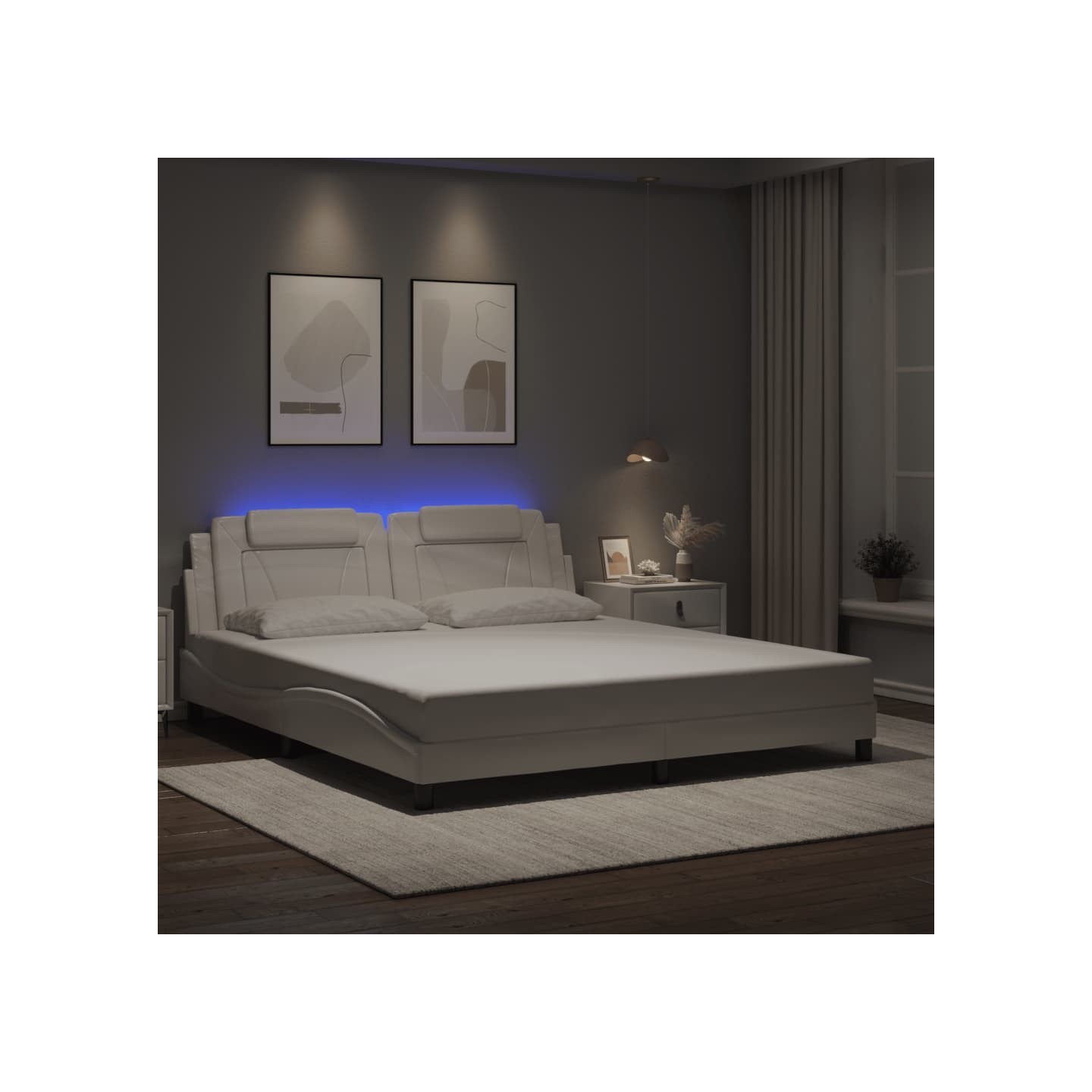 Cadre de lit Viana avec LED sans matelas blanc 180x200 cm