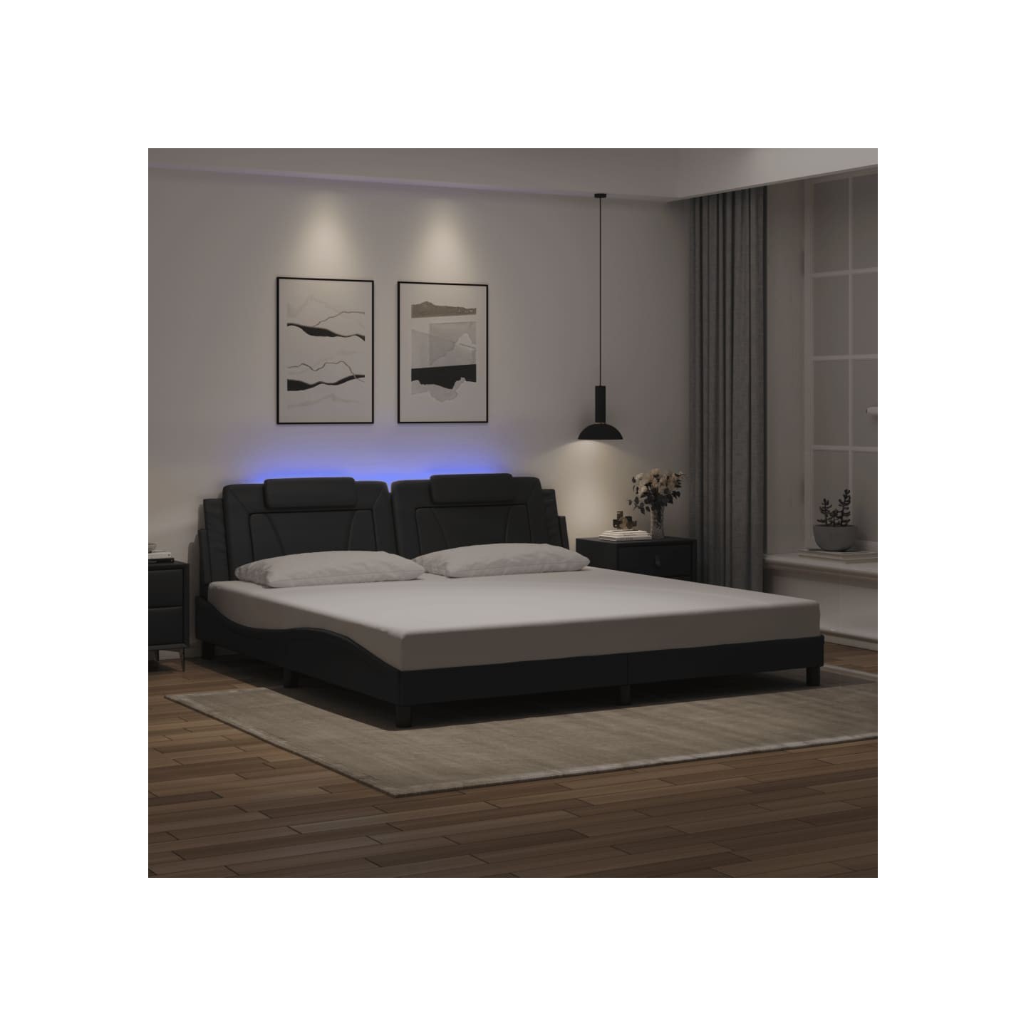 Cadre de lit Viana avec LED sans matelas noir 200x200 cm