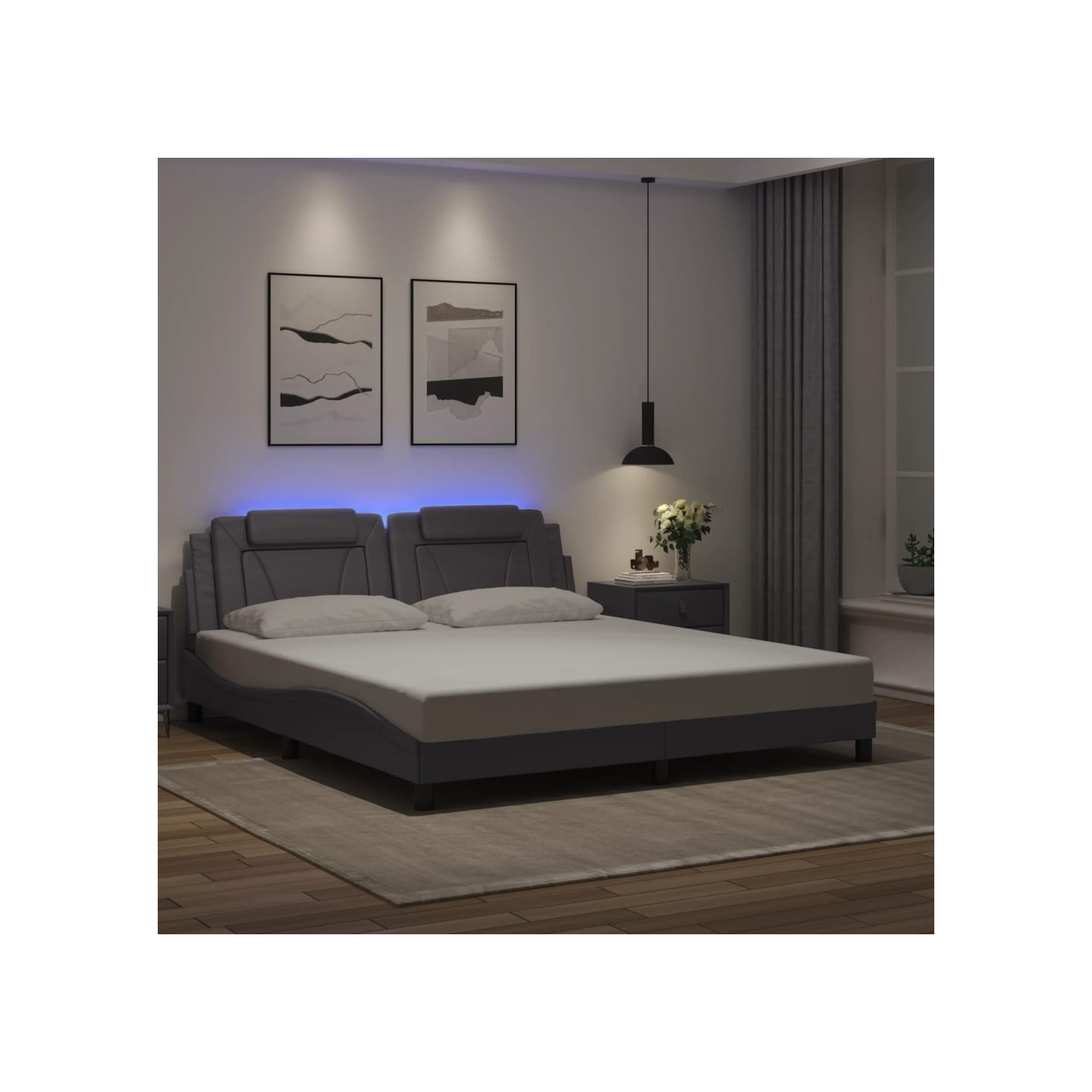 Cadre de lit Viana avec LED sans matelas gris 180x200 cm