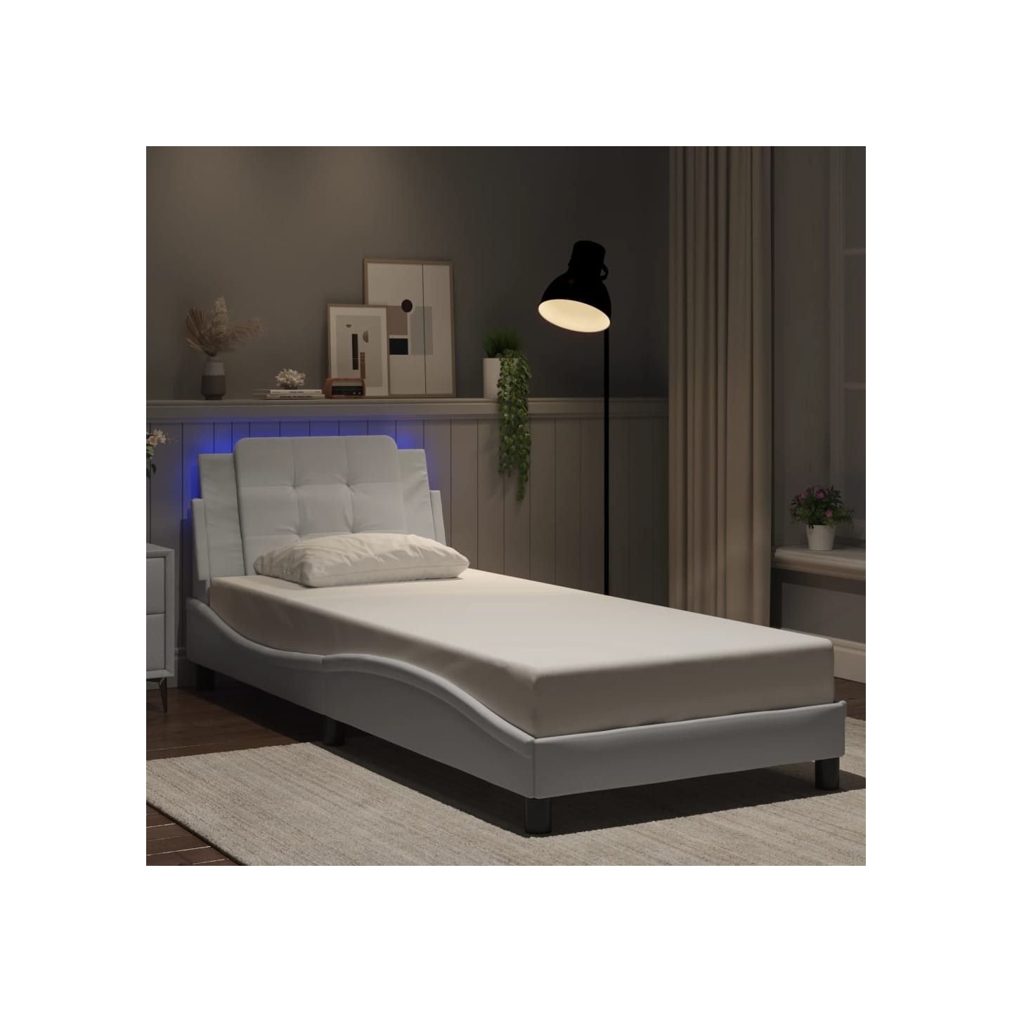 Cadre de lit avec LED sans matelas Zadar blanc 80x200 cm