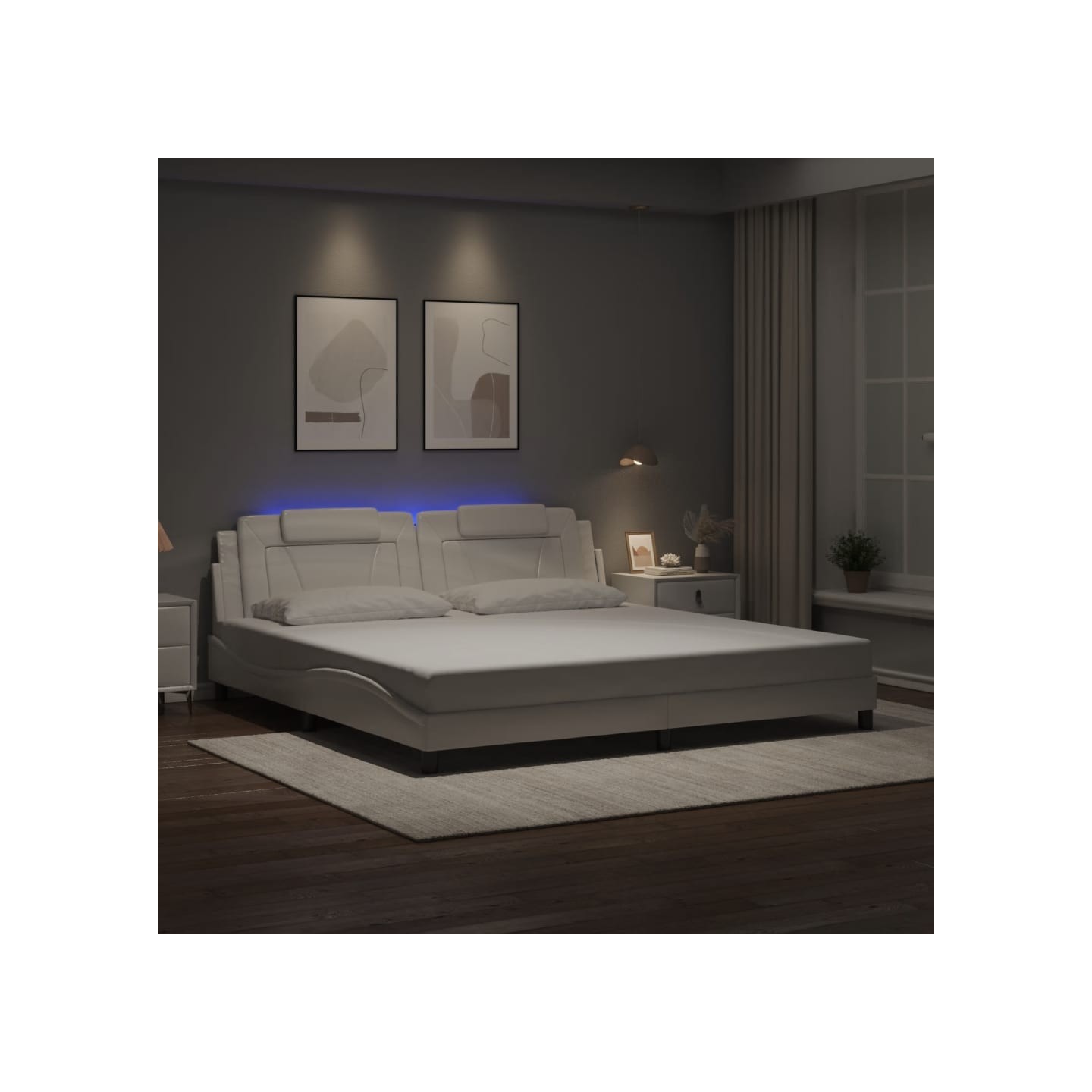 Cadre de lit Viana avec LED sans matelas blanc 200x200 cm