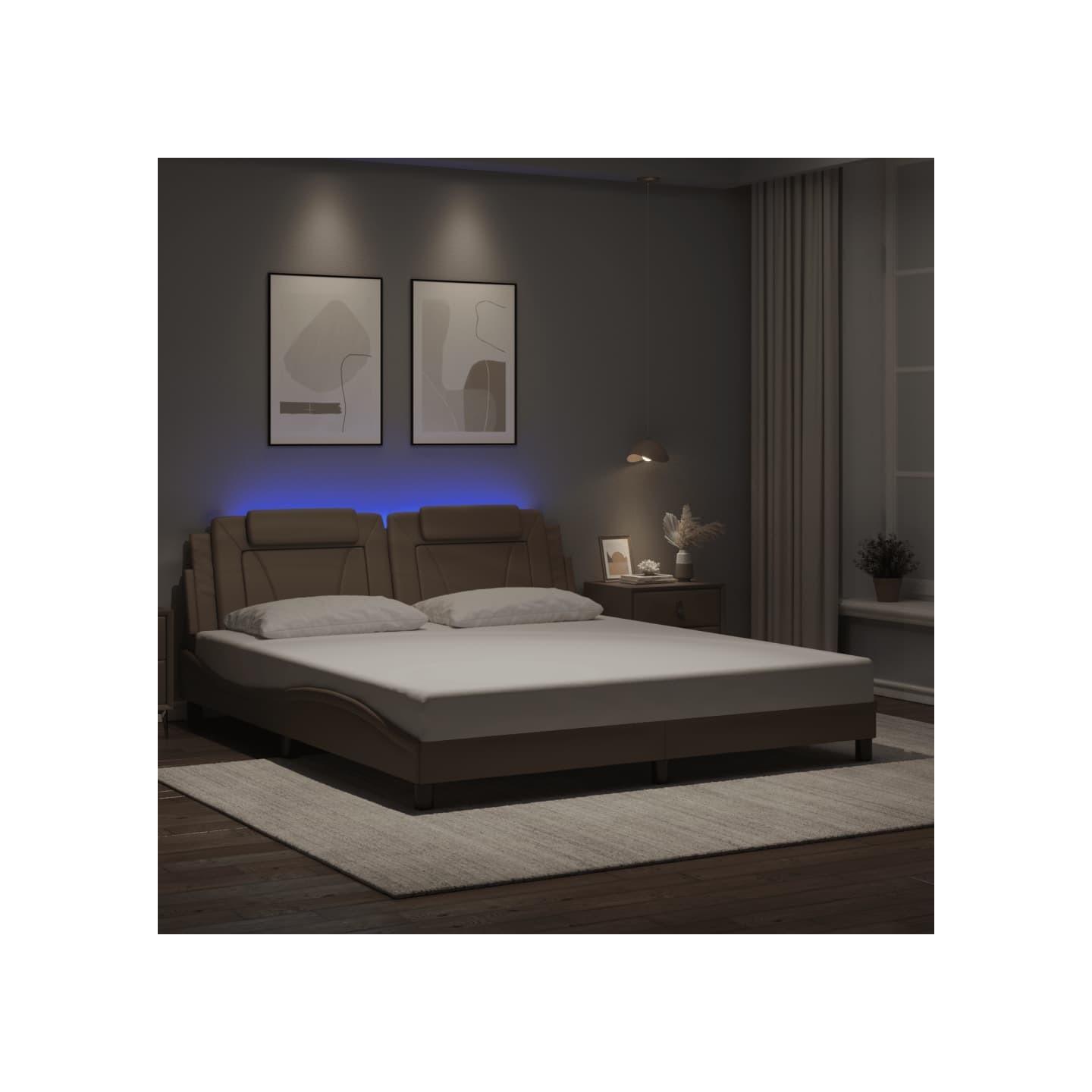 Cadre de lit Viana avec LED sans matelas cappuccino 180x200 cm