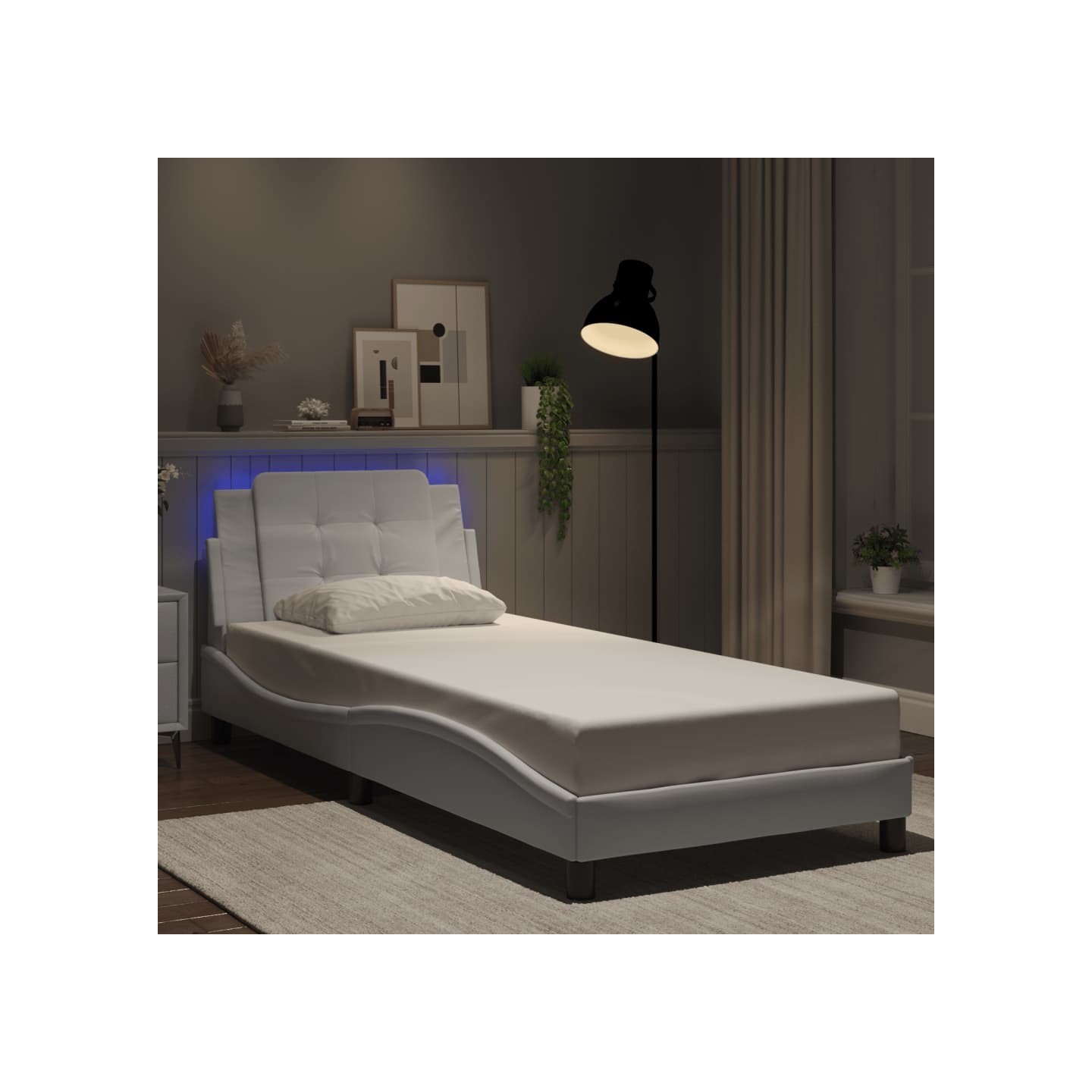Cadre de lit avec LED sans matelas Zadar blanc 90x190 cm