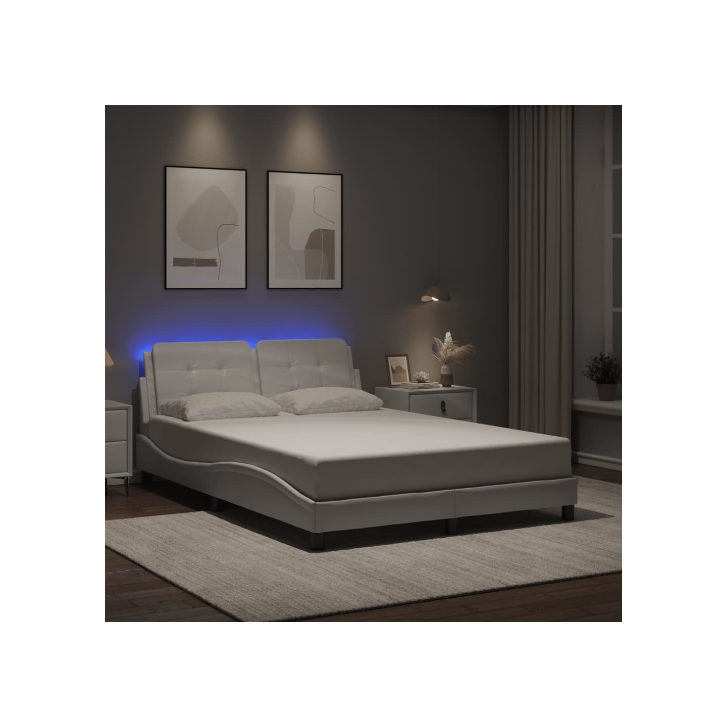 Cadre de lit avec LED sans matelas Zadar blanc 140x200 cm