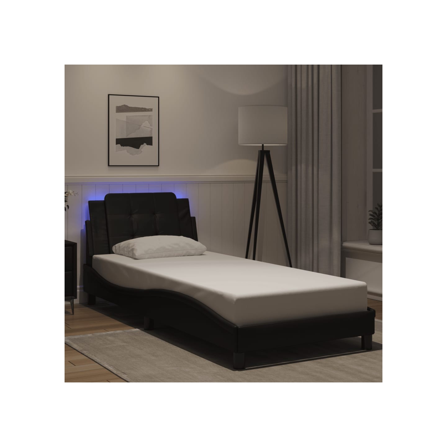 Cadre de lit avec LED sans matelas Zadar noir 100x200 cm